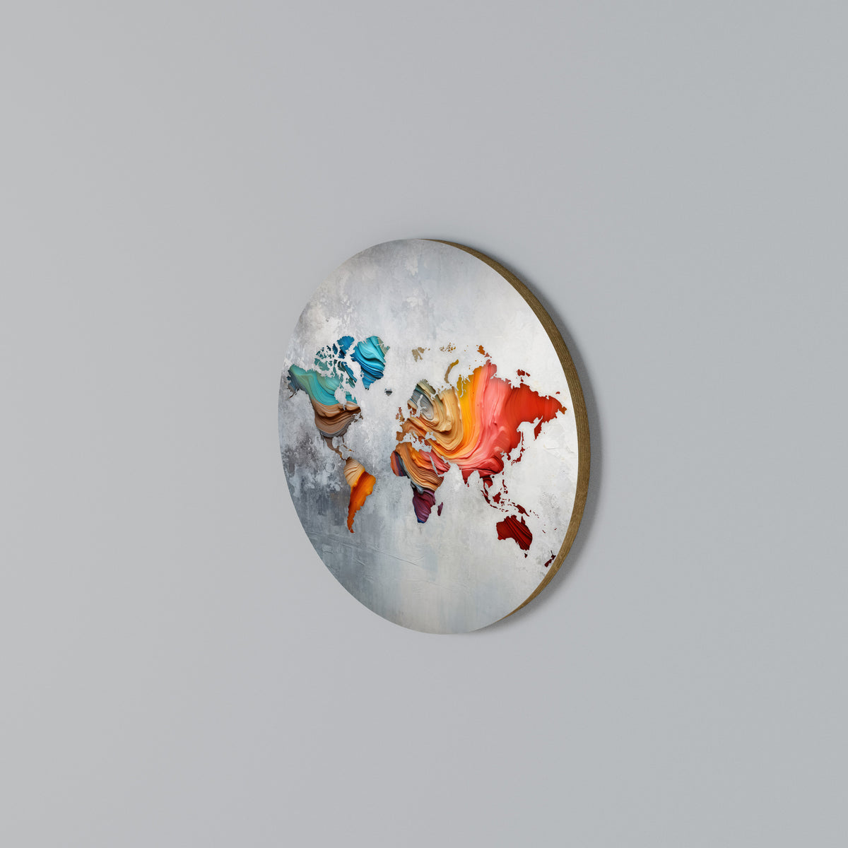 PAINTED CONTINENTS Round Wall Art