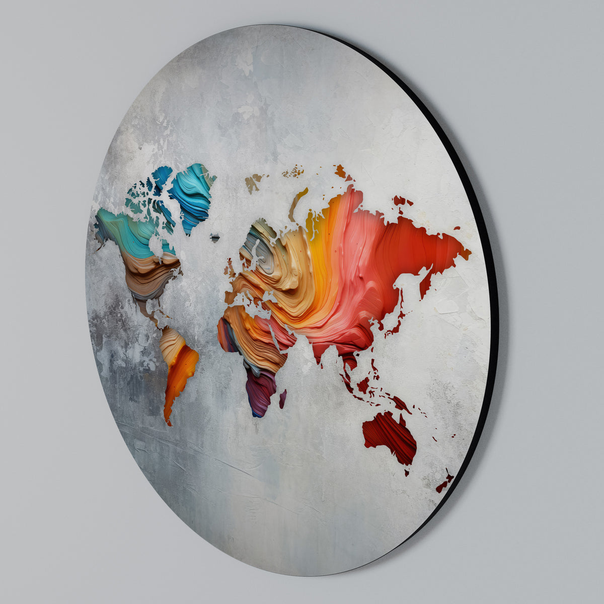 PAINTED CONTINENTS Round Wall Art