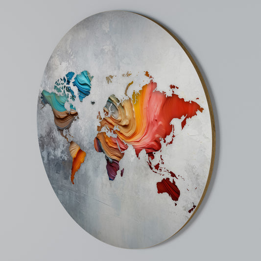 PAINTED CONTINENTS Στρογγυλός πίνακας ζωγραφικής