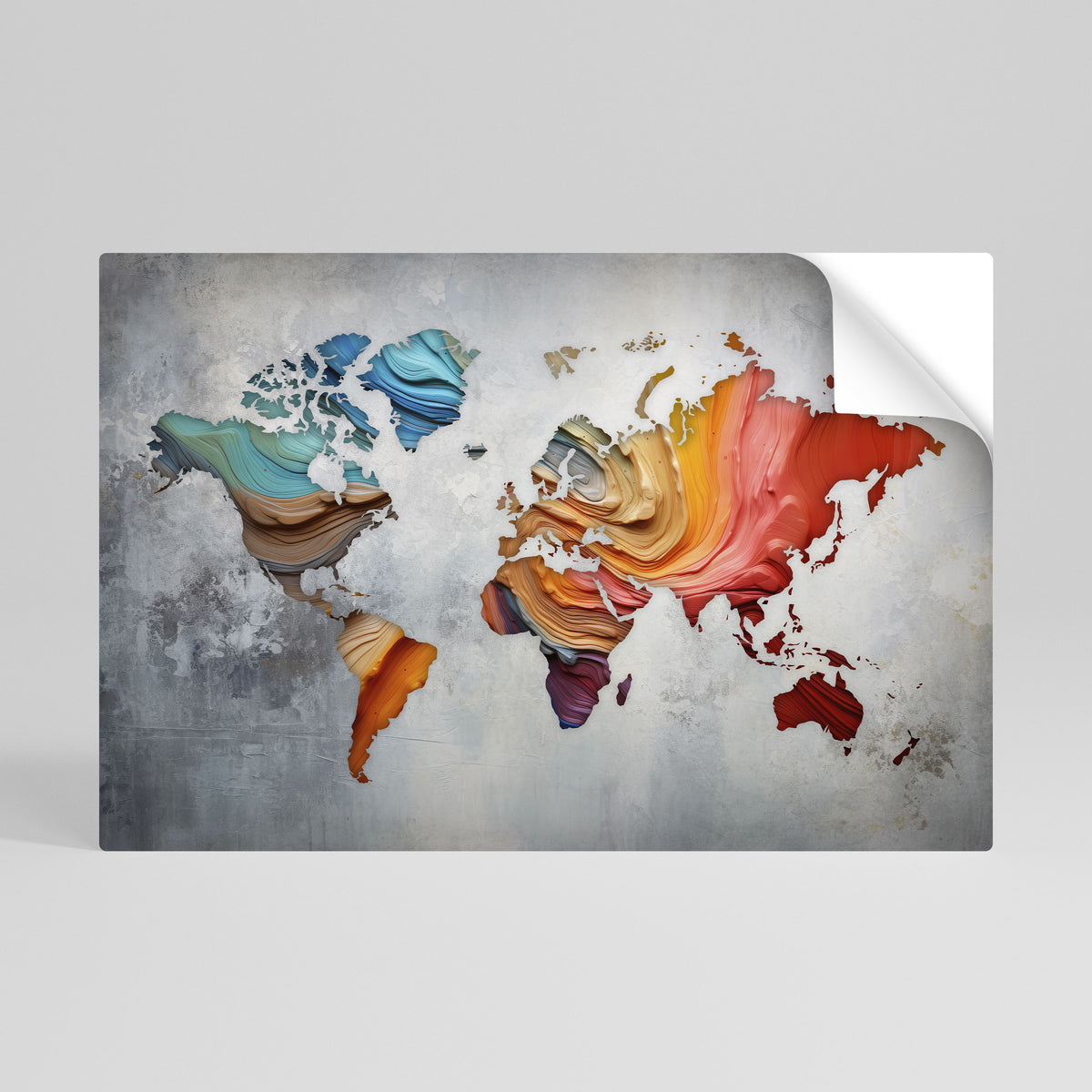 PAINTED CONTINENTS Αυτοκόλλητη Αφίσα οριζόντια