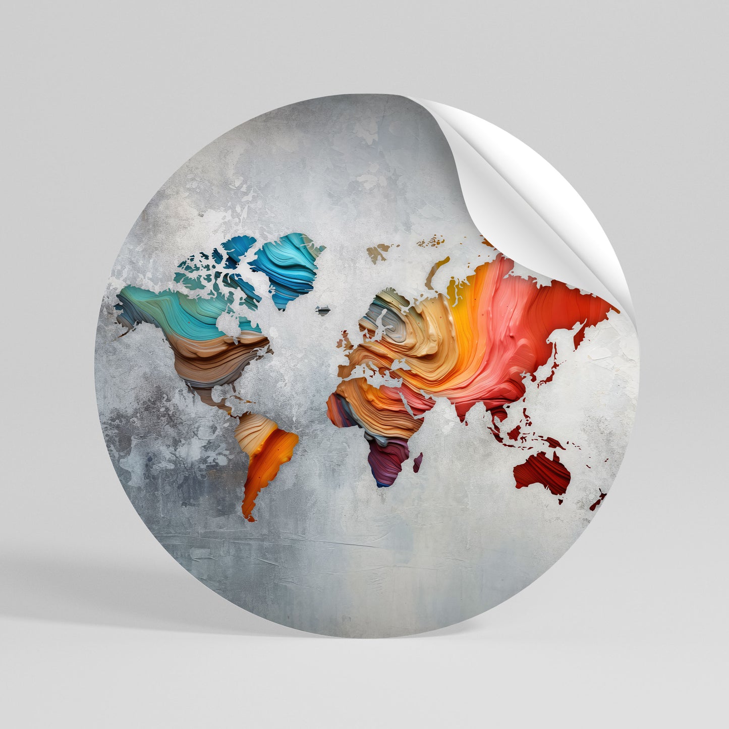 PAINTED CONTINENTS Αυτοκόλλητη Αφίσα στρογγυλή
