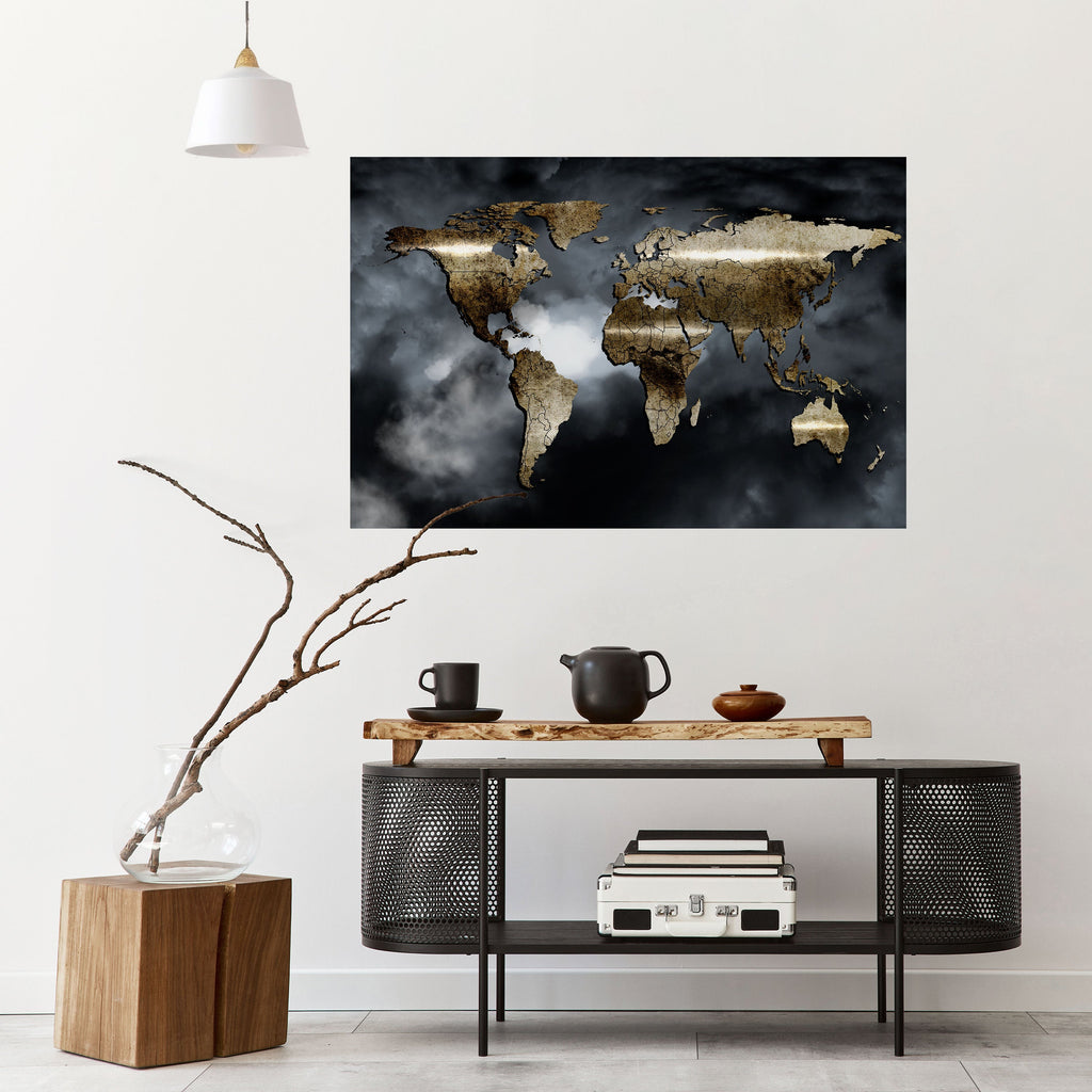 GOLDEN EARTH REVERIE Οριζόντια αφίσα με ξεφλούδισμα και κολλήματα