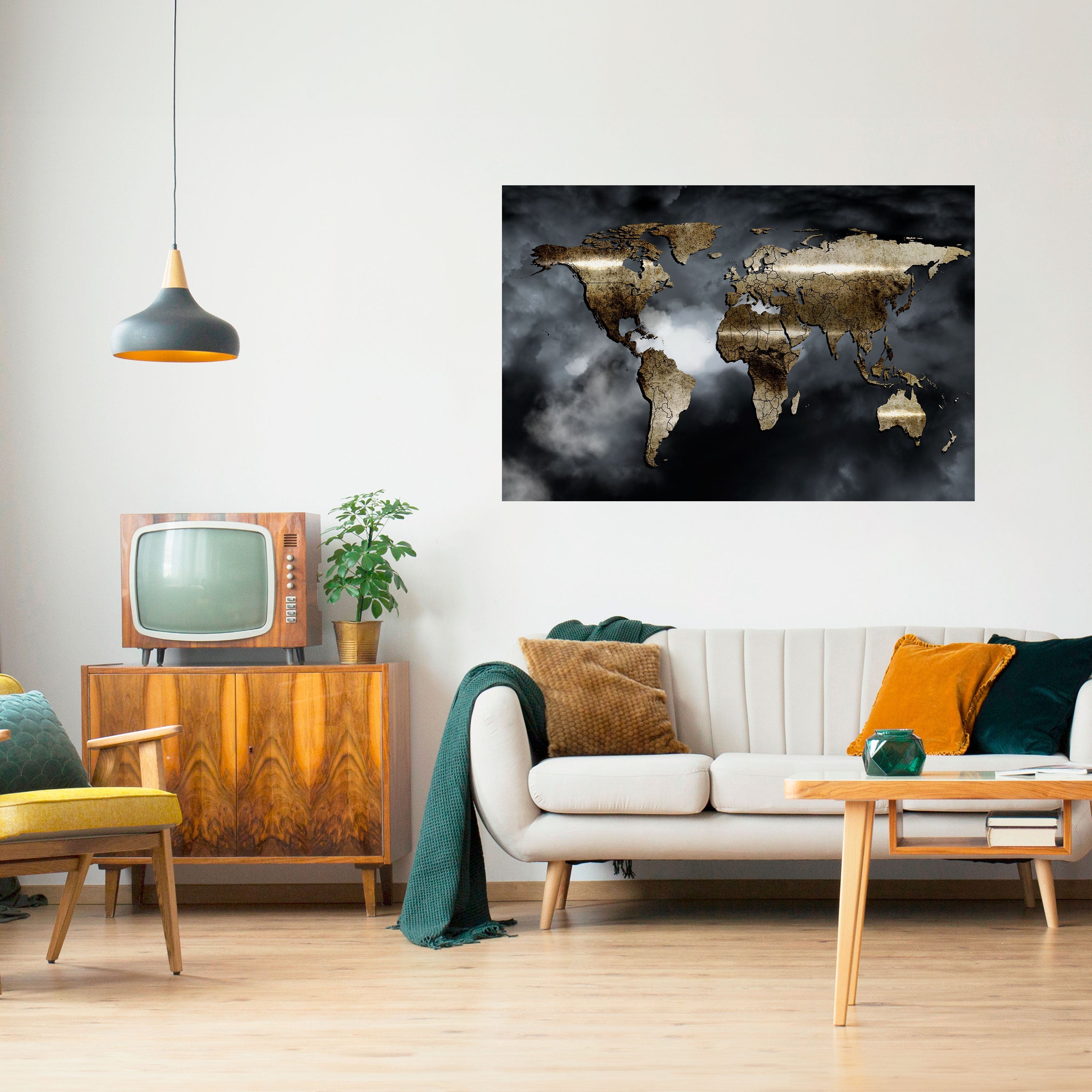 GOLDEN EARTH REVERIE Οριζόντια αφίσα με ξεφλούδισμα και κολλήματα