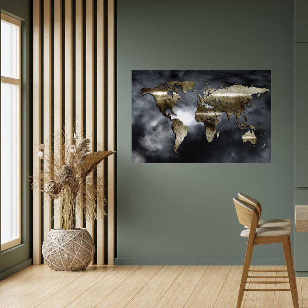GOLDEN EARTH REVERIE Οριζόντια αφίσα με ξεφλούδισμα και κολλήματα