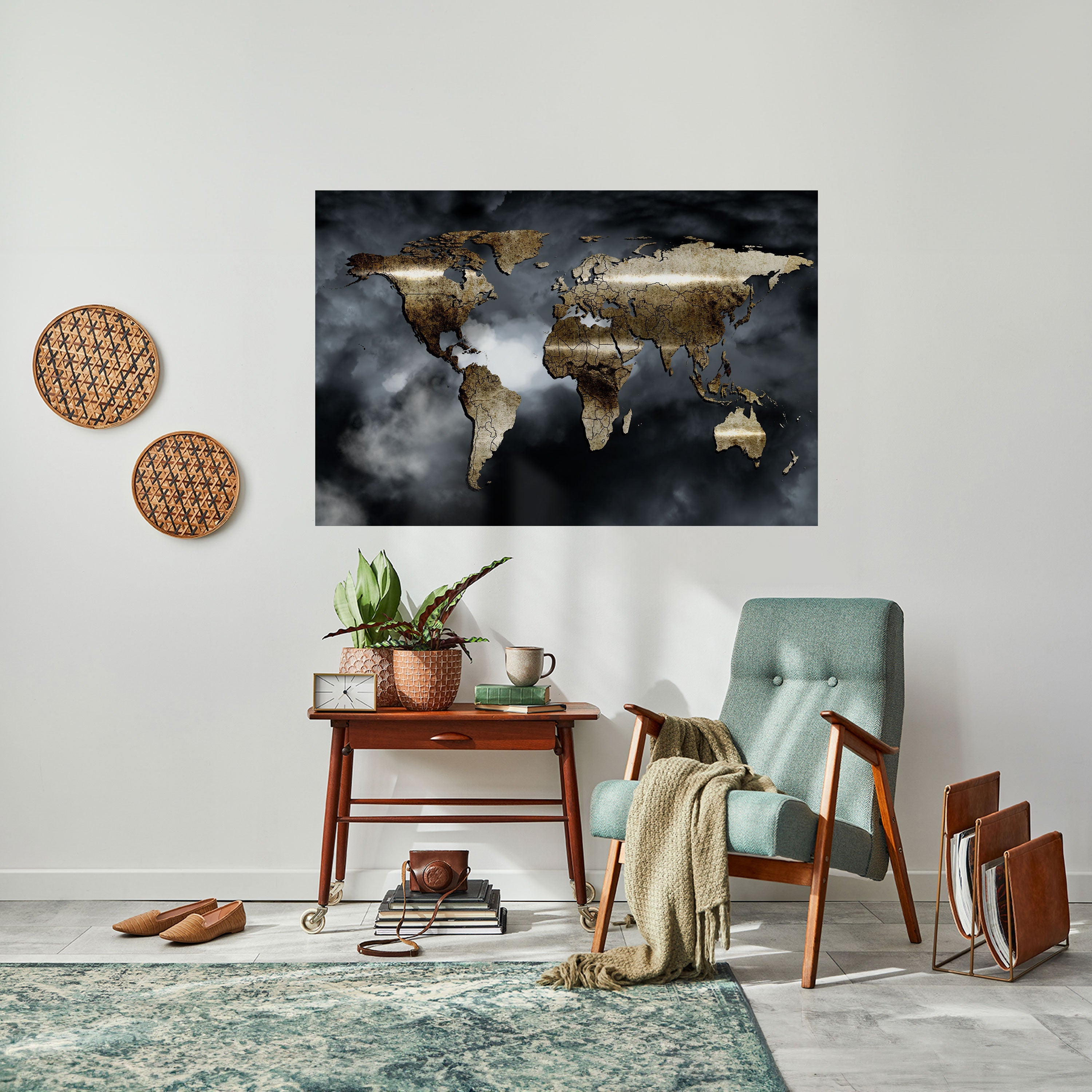 GOLDEN EARTH REVERIE Οριζόντια αφίσα με ξεφλούδισμα και κολλήματα