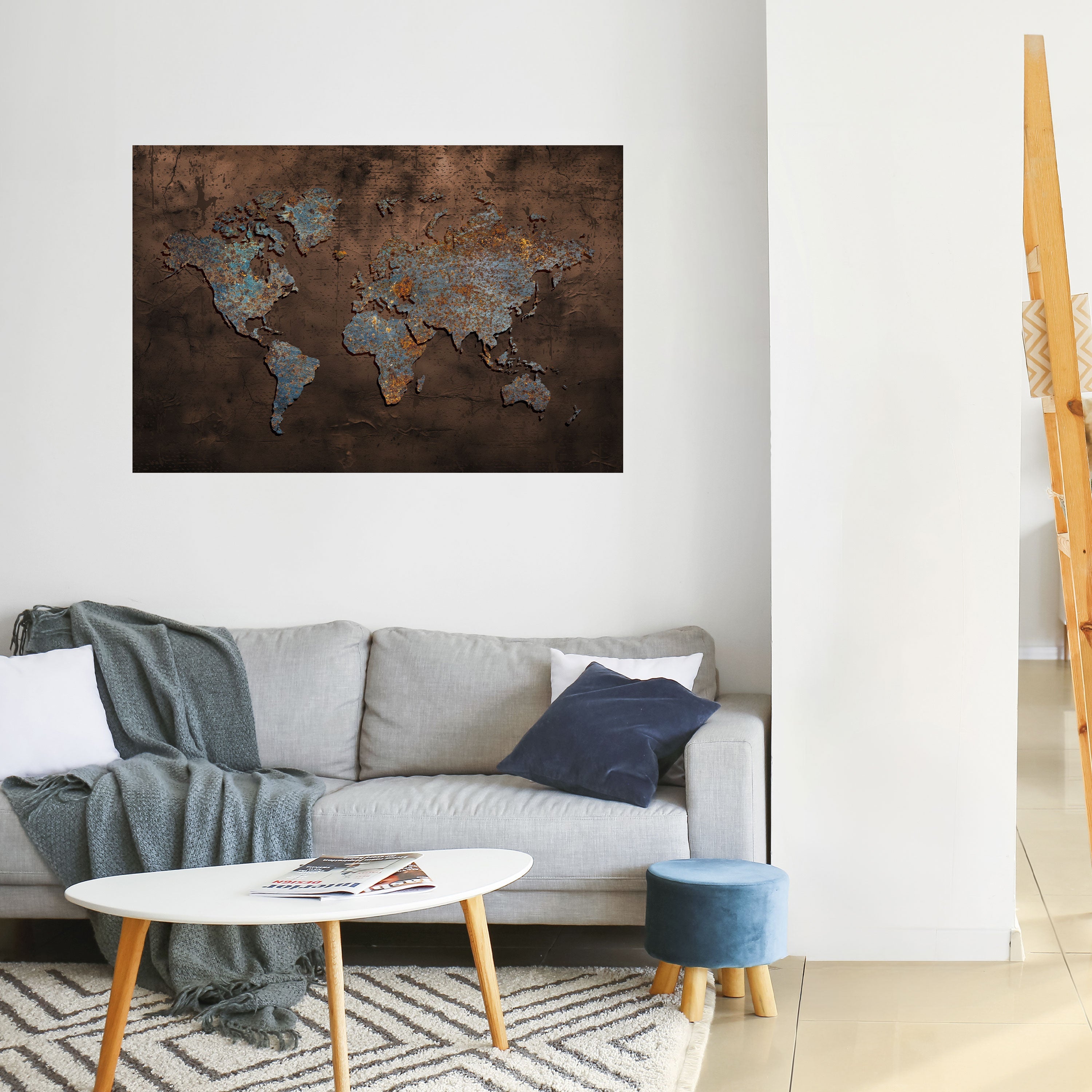 METALLIC MAP OF MEMORIES Peel and Stick Horizontal Poster