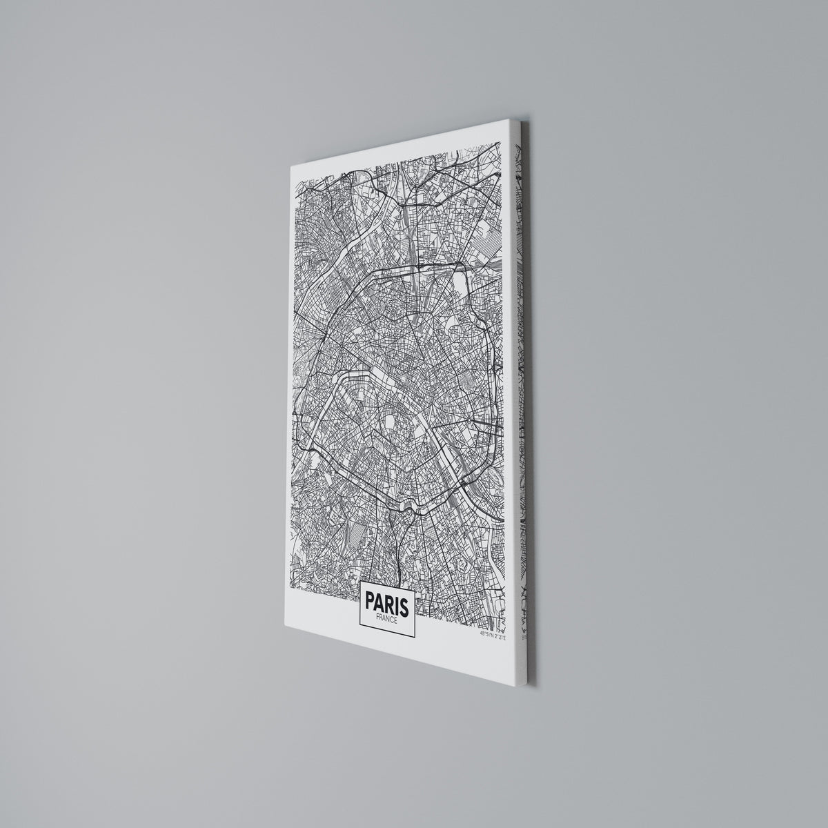 PARIS TOWN PLAN Vertical Canvas Print
