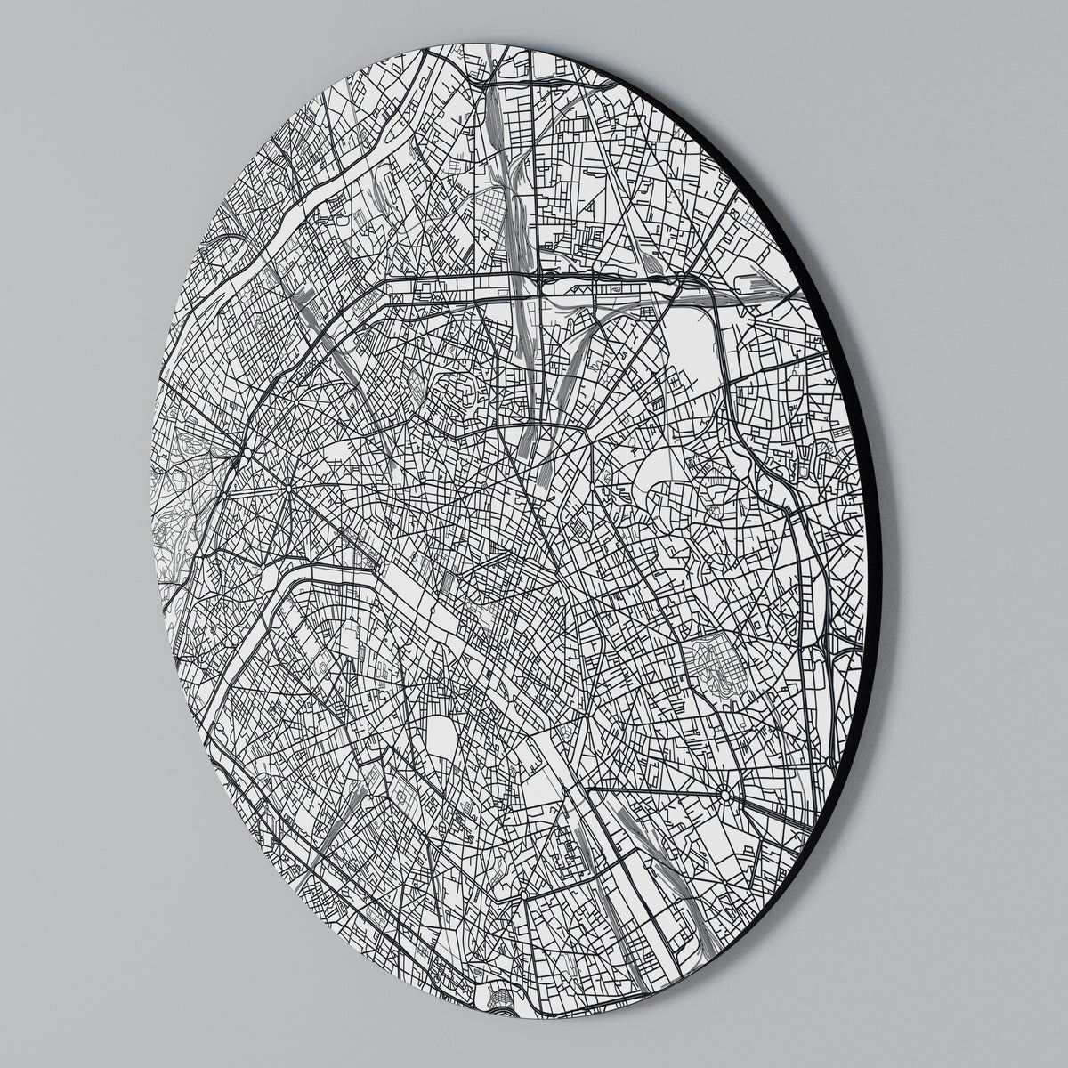 PARIS TOWN PLAN Στρογγυλός πίνακας ζωγραφικής