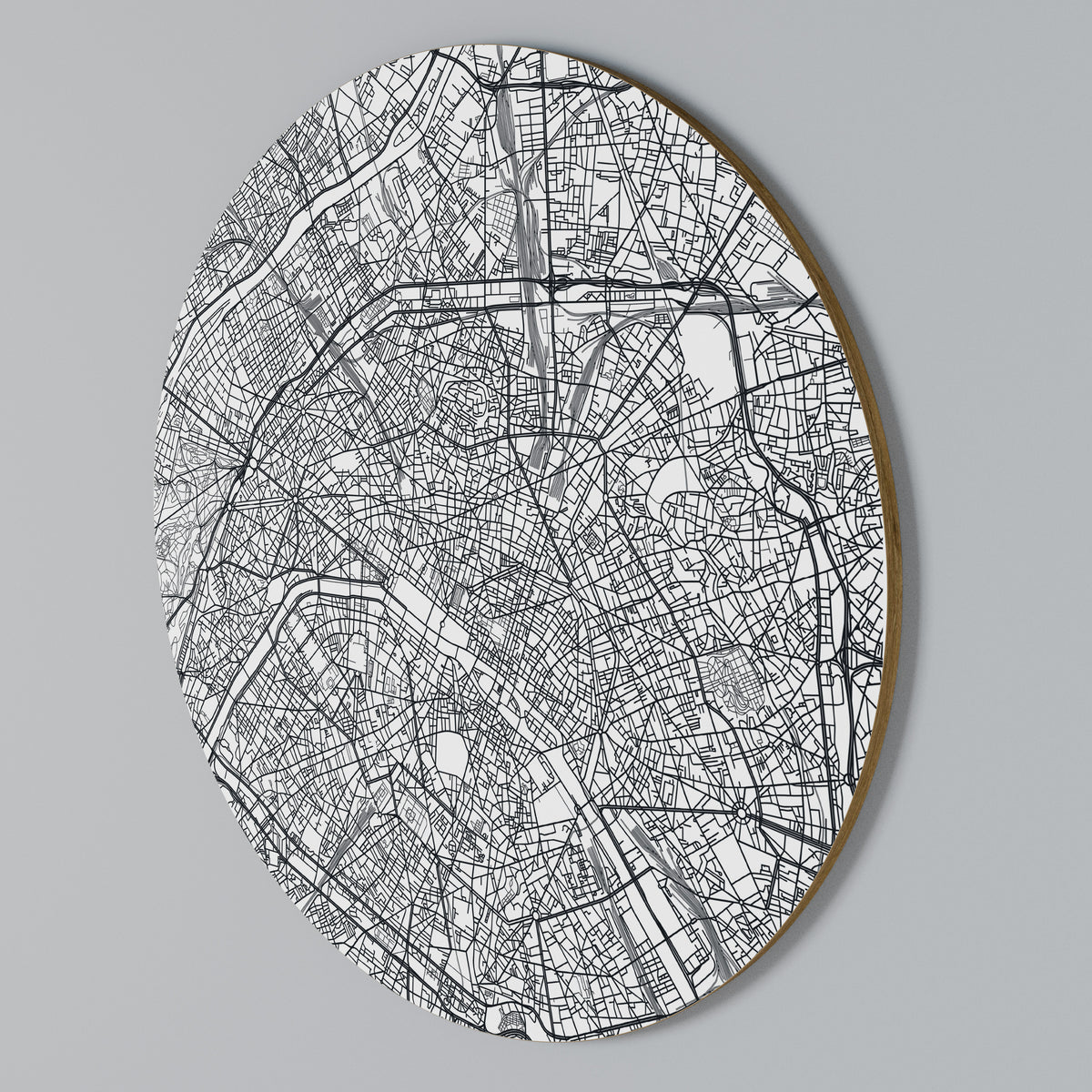 PARIS TOWN PLAN Στρογγυλός πίνακας ζωγραφικής