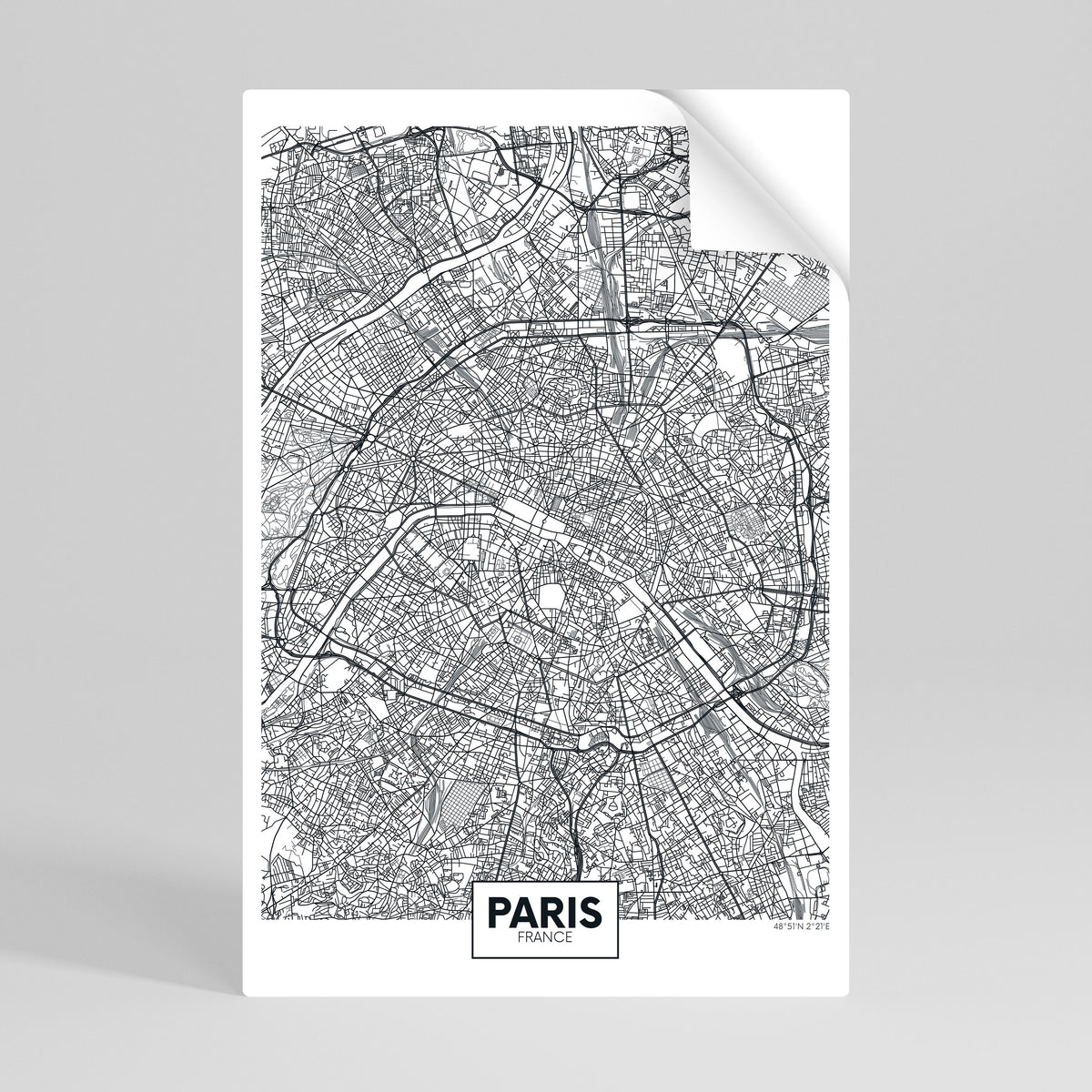 PARIS TOWN PLAN Αυτοκόλλητη Αφίσα κάθετη