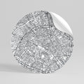 PARIS TOWN PLAN Αυτοκόλλητη Αφίσα στρογγυλή