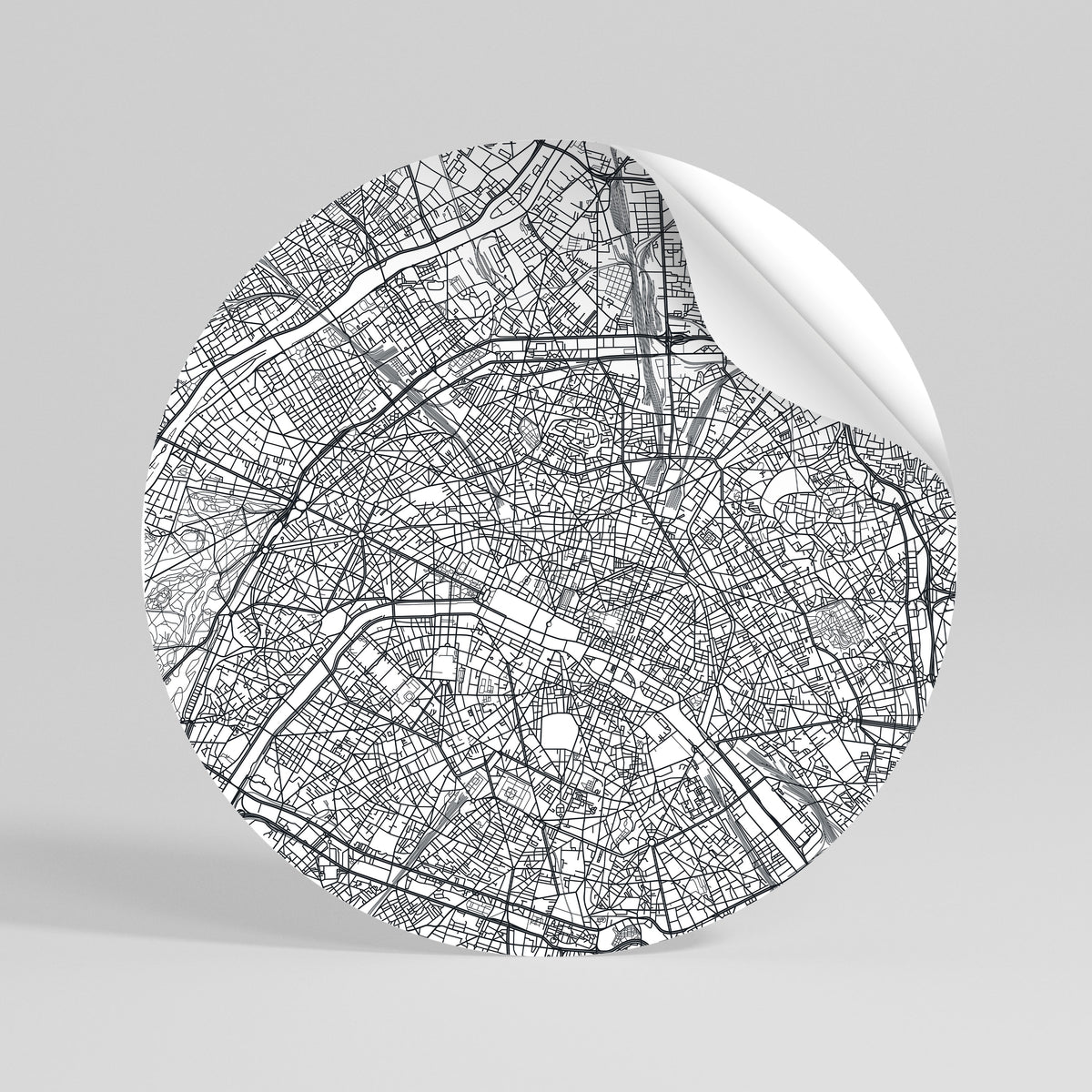 PARIS TOWN PLAN Αυτοκόλλητη Αφίσα στρογγυλή