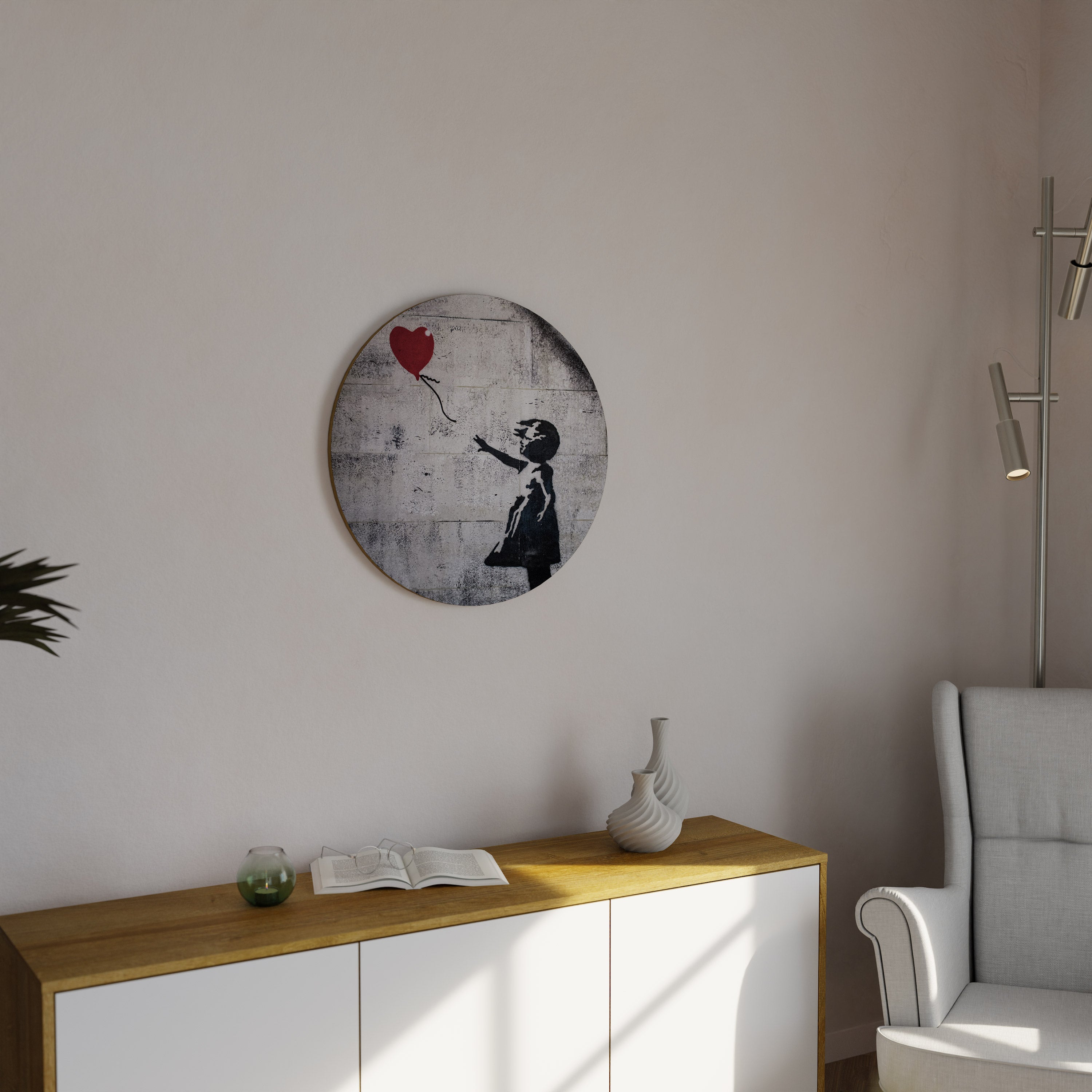 Στρογγυλή Τέχνη Τοίχου με Μπαλόνι (BANKSY)