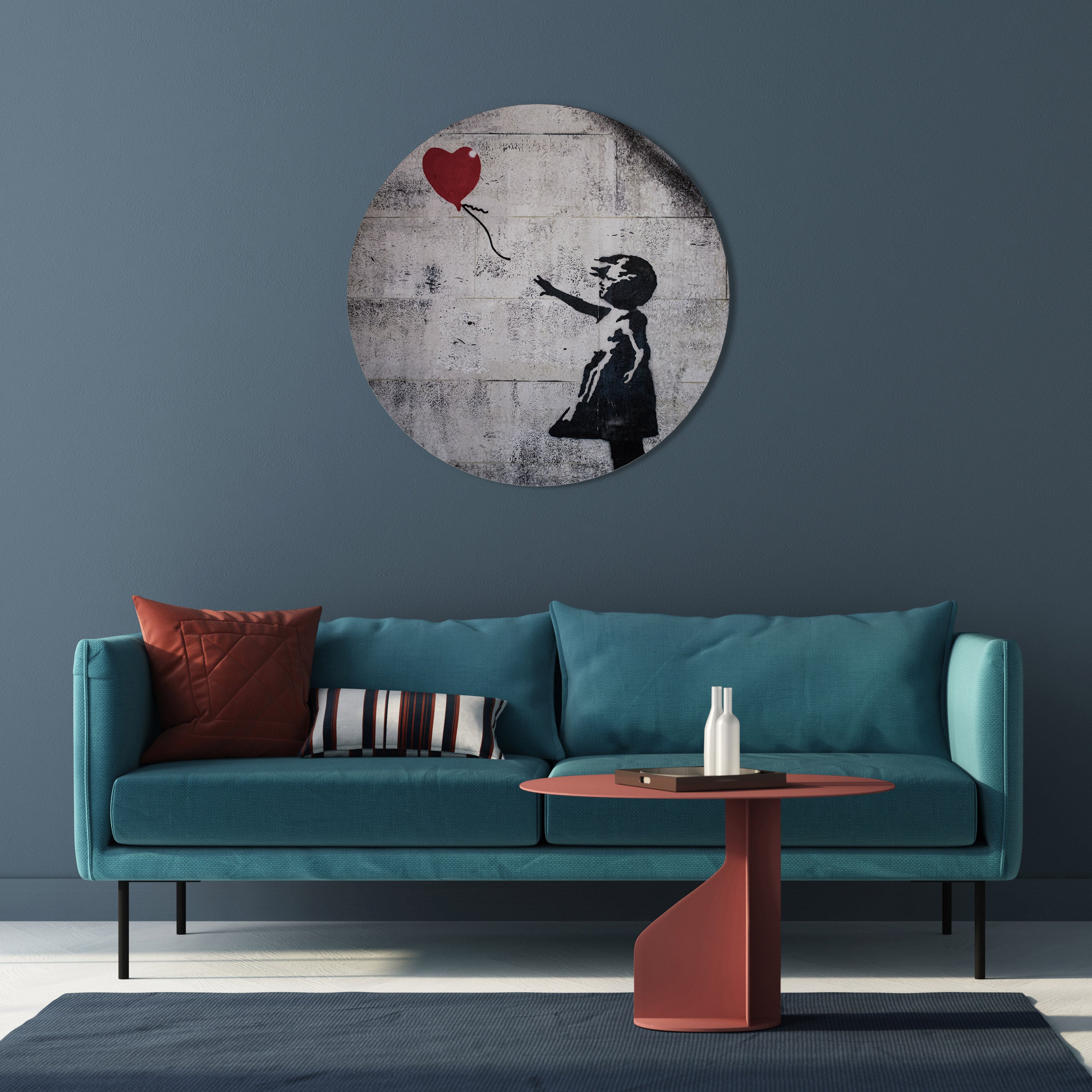 Στρογγυλή Τέχνη Τοίχου με Μπαλόνι (BANKSY)