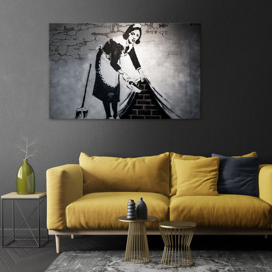 SWEEPING UNDER (BANKSY) Horizontal Canvas Print