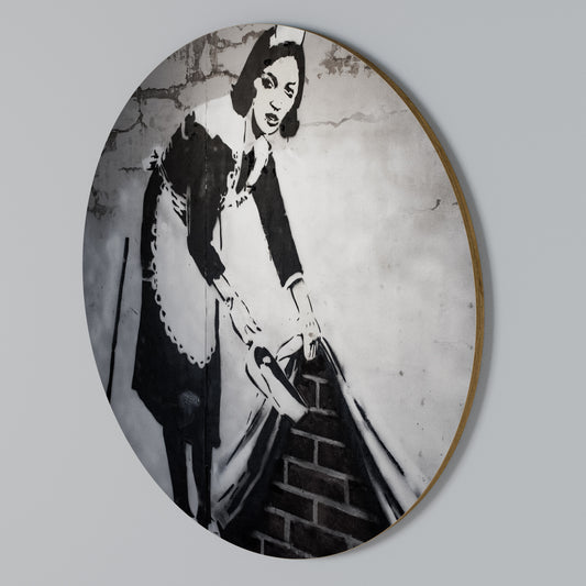 SWEEPING UNDER (BANKSY) Στρογγυλός πίνακας ζωγραφικής