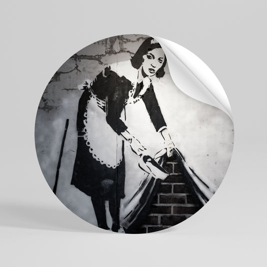SWEEPING UNDER (BANKSY) Αυτοκόλλητη Αφίσα στρογγυλή