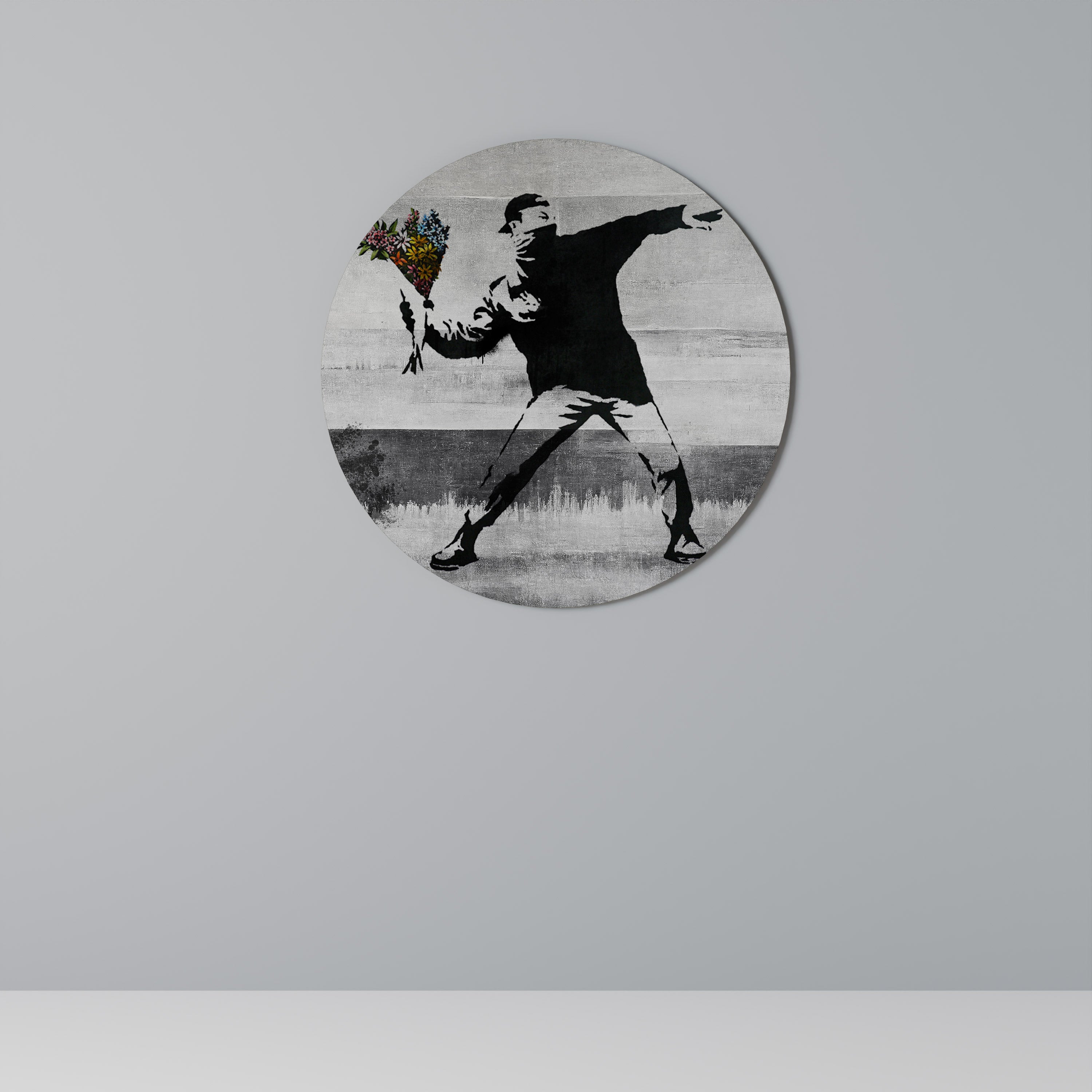 Στρογγυλή Τέχνη Τοίχου FLOWER BOMBER (BANKSY)