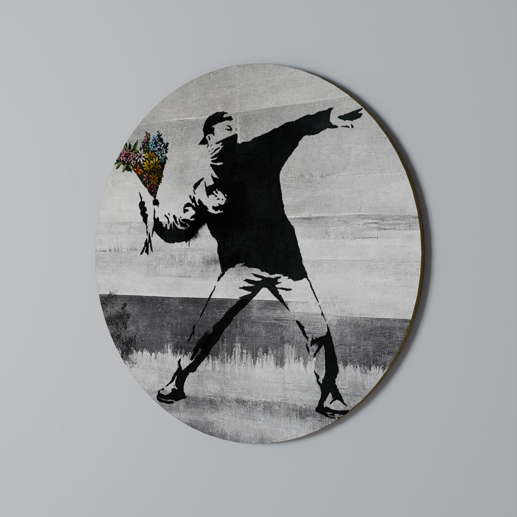 Στρογγυλή Τέχνη Τοίχου FLOWER BOMBER (BANKSY)