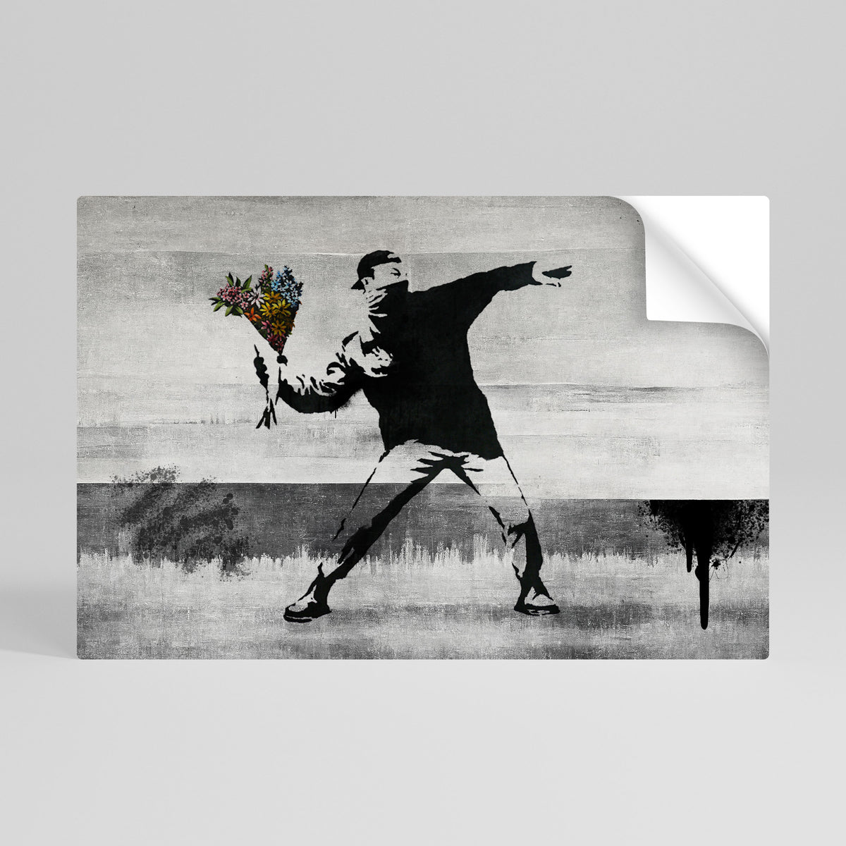 FLOWER BOMBER (BANKSY) Peel and Stick Horizontal Poster