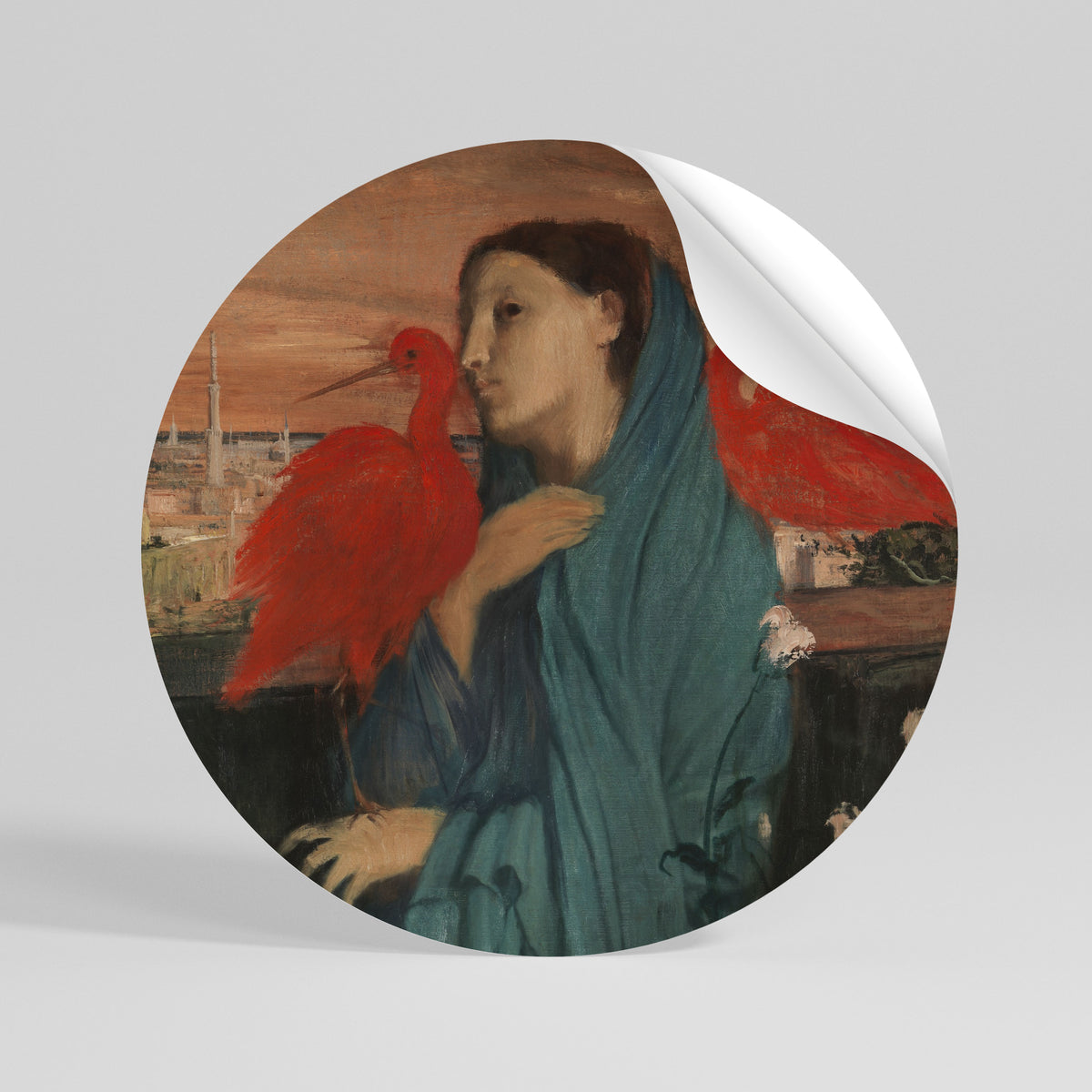 YOUNG WOMAN WITH IBIS Αυτοκόλλητη Αφίσα στρογγυλή