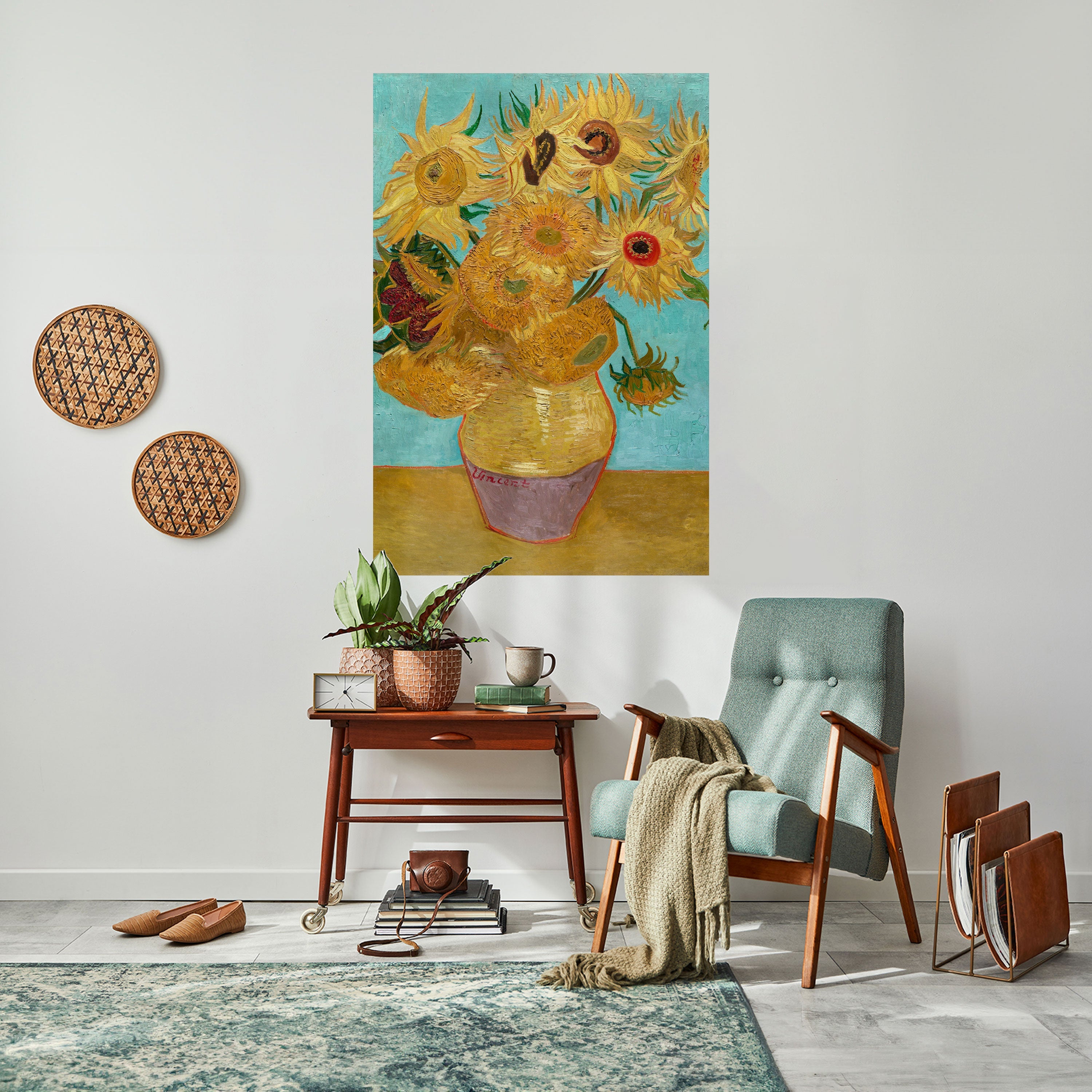 VASE WITH TWELVE SUNFLOWERS Peel and Stick Vertical Poster