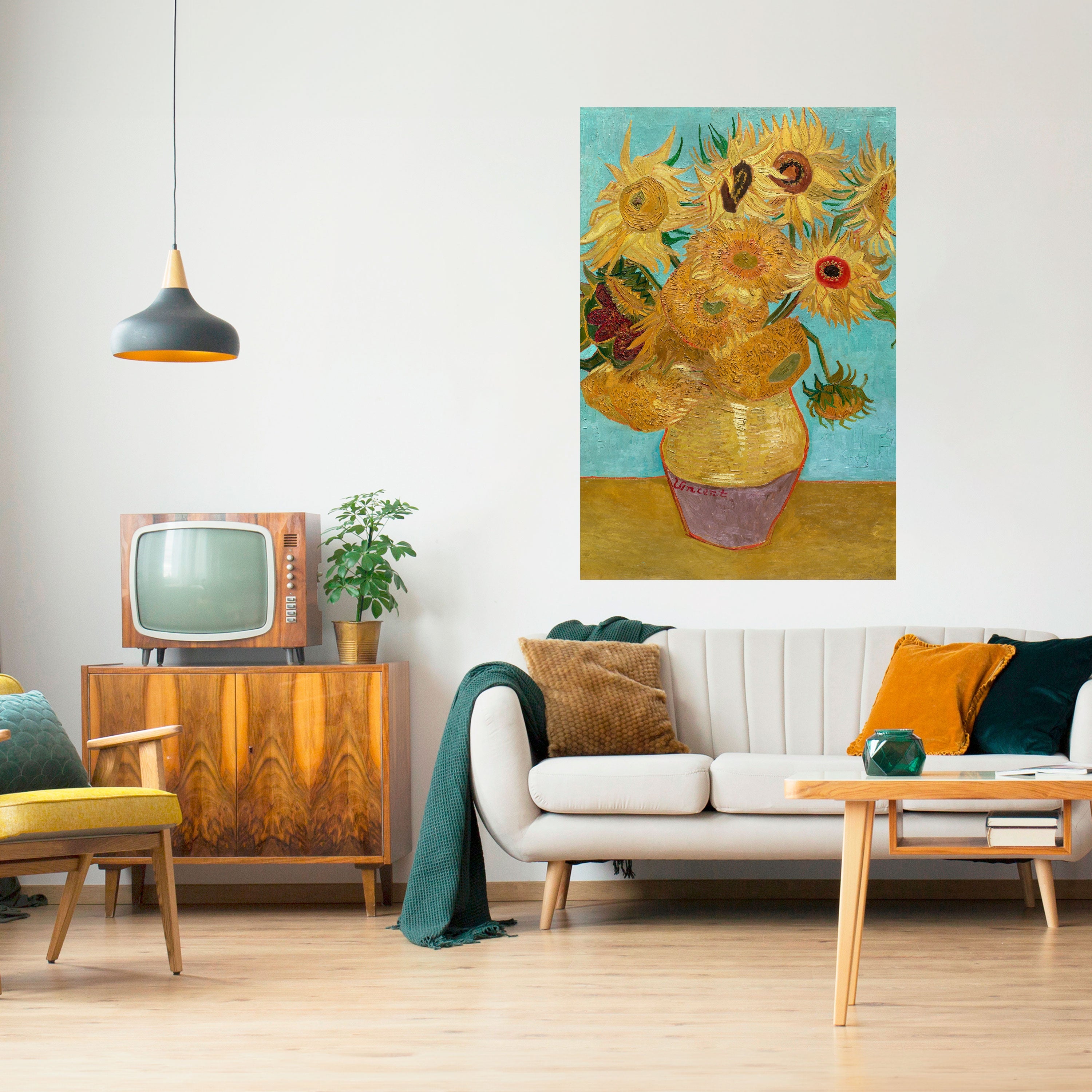 VASE WITH TWELVE SUNFLOWERS Peel and Stick Vertical Poster