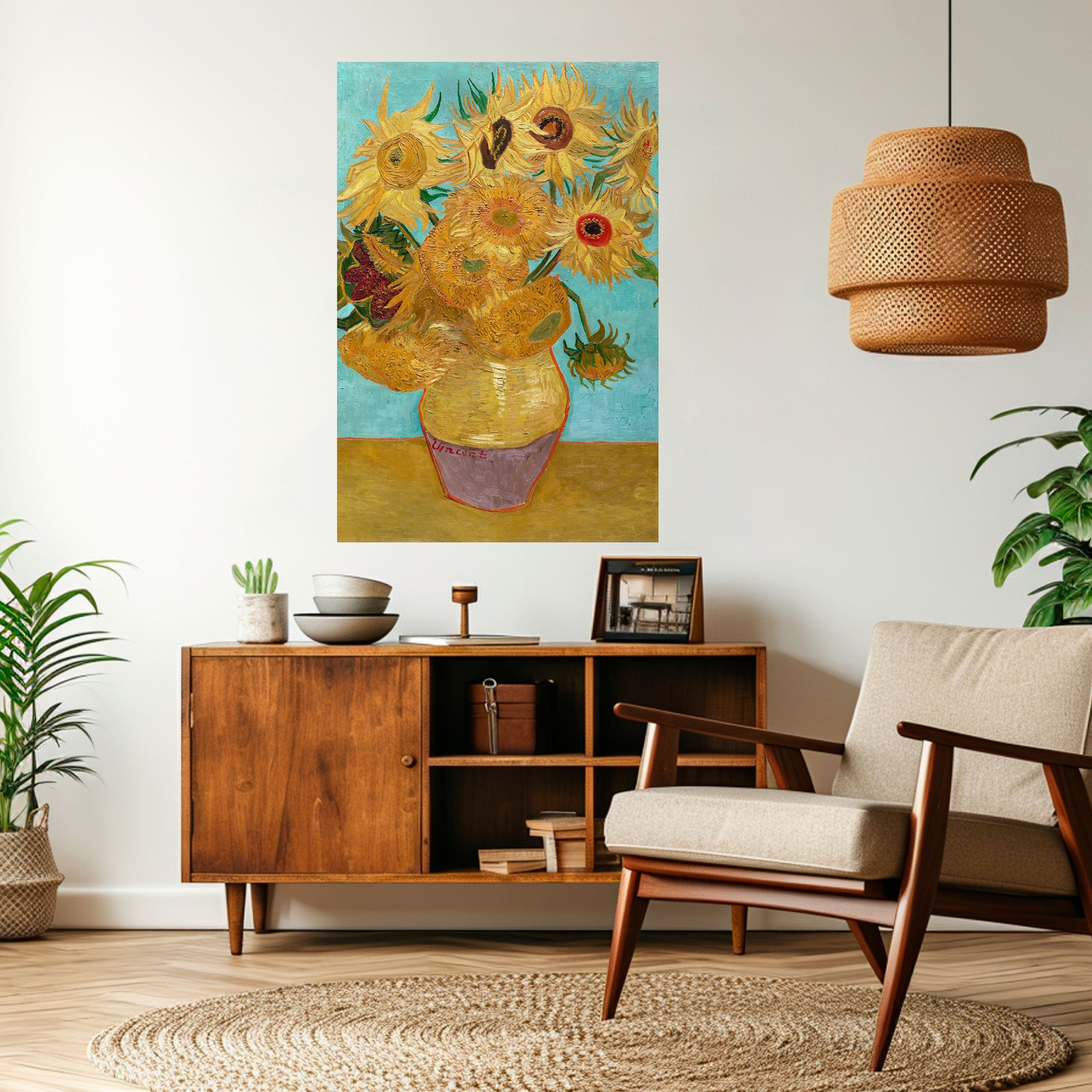 VASE WITH TWELVE SUNFLOWERS Peel and Stick Vertical Poster