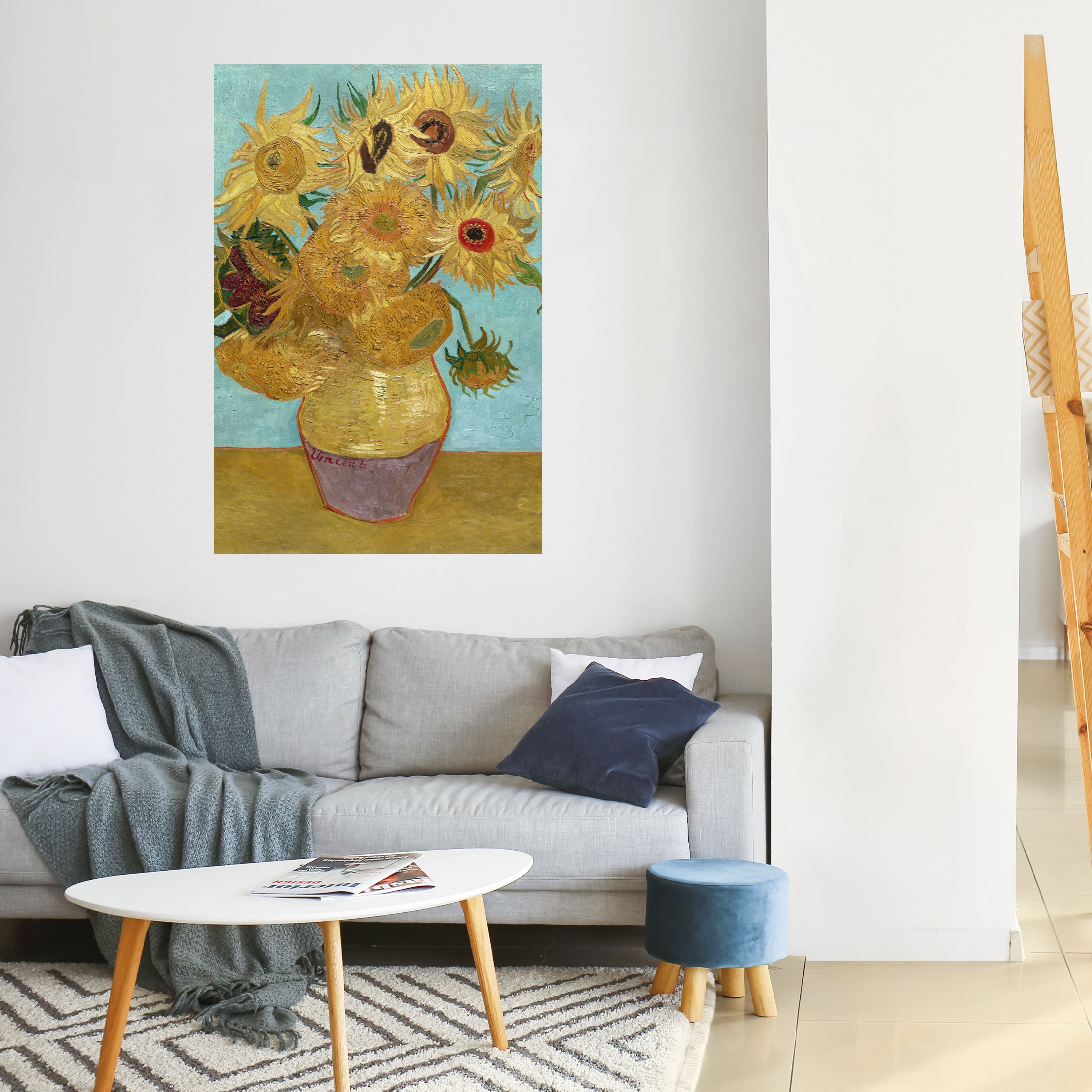 VASE WITH TWELVE SUNFLOWERS Peel and Stick Vertical Poster