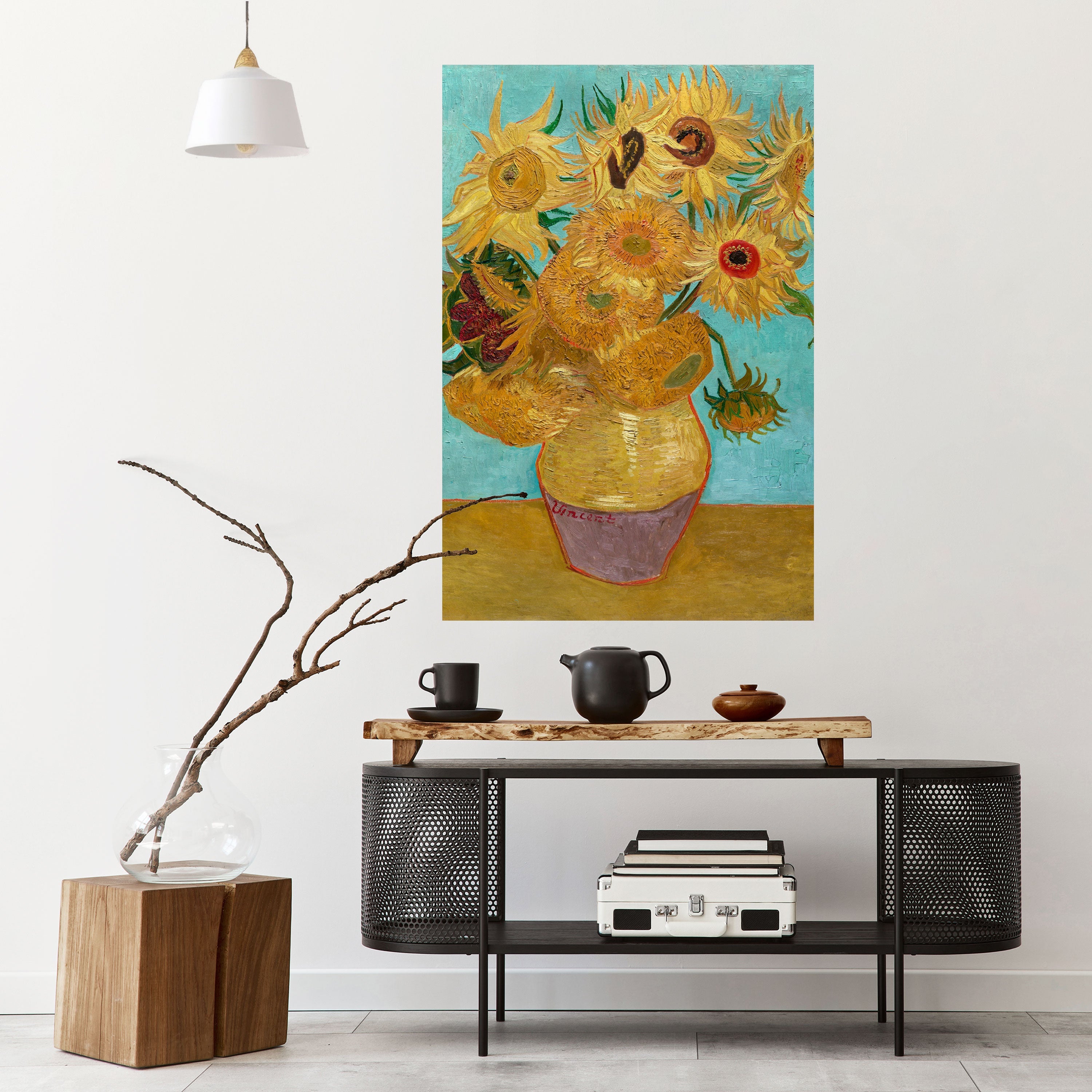 VASE WITH TWELVE SUNFLOWERS Peel and Stick Vertical Poster