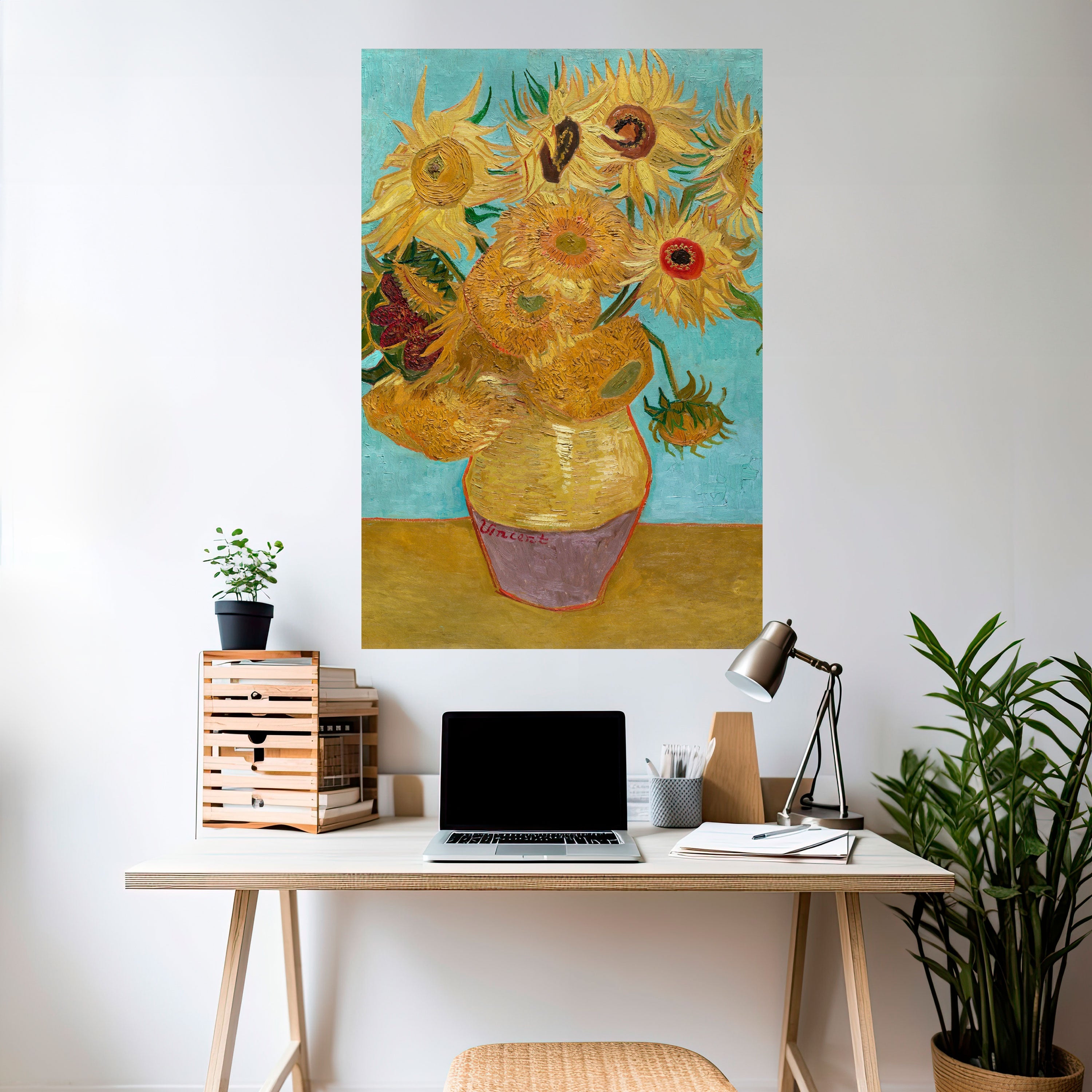 VASE WITH TWELVE SUNFLOWERS Peel and Stick Vertical Poster