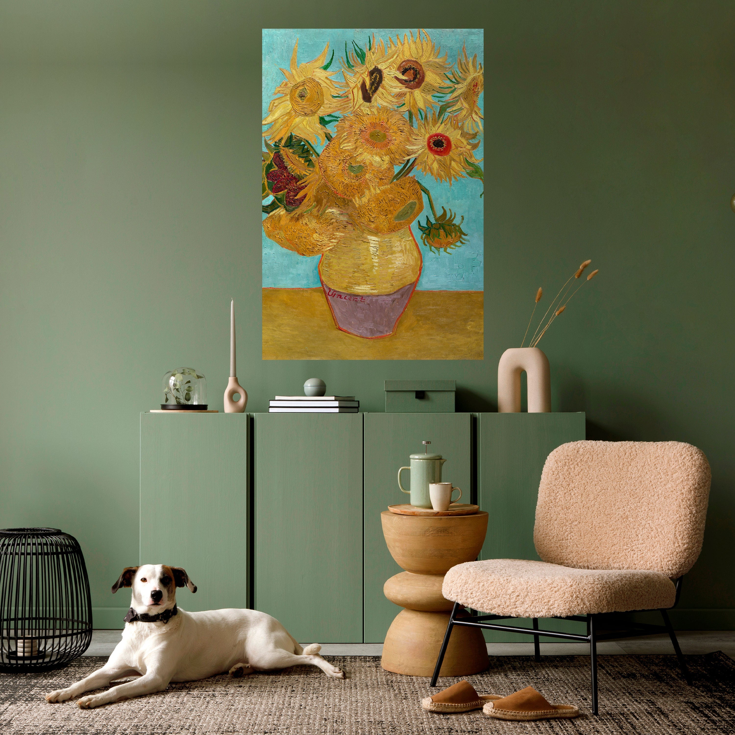 VASE WITH TWELVE SUNFLOWERS Peel and Stick Vertical Poster