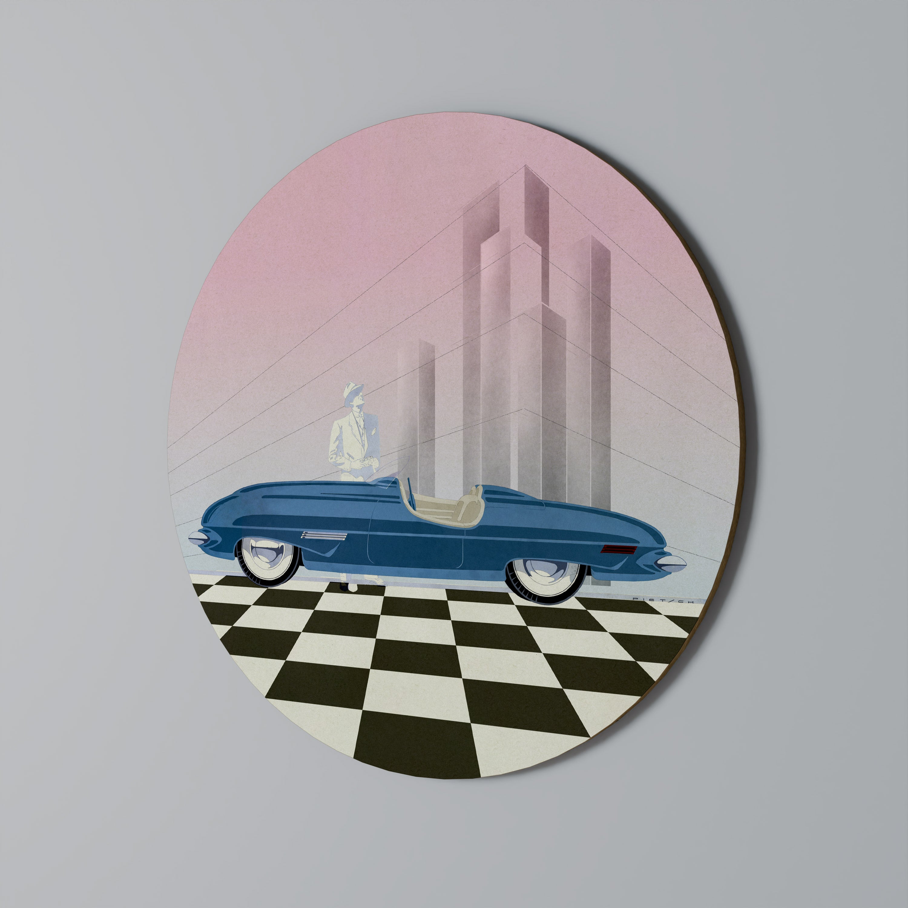 Στρογγυλή Τέχνη Τοίχου BLUE ROADSTER