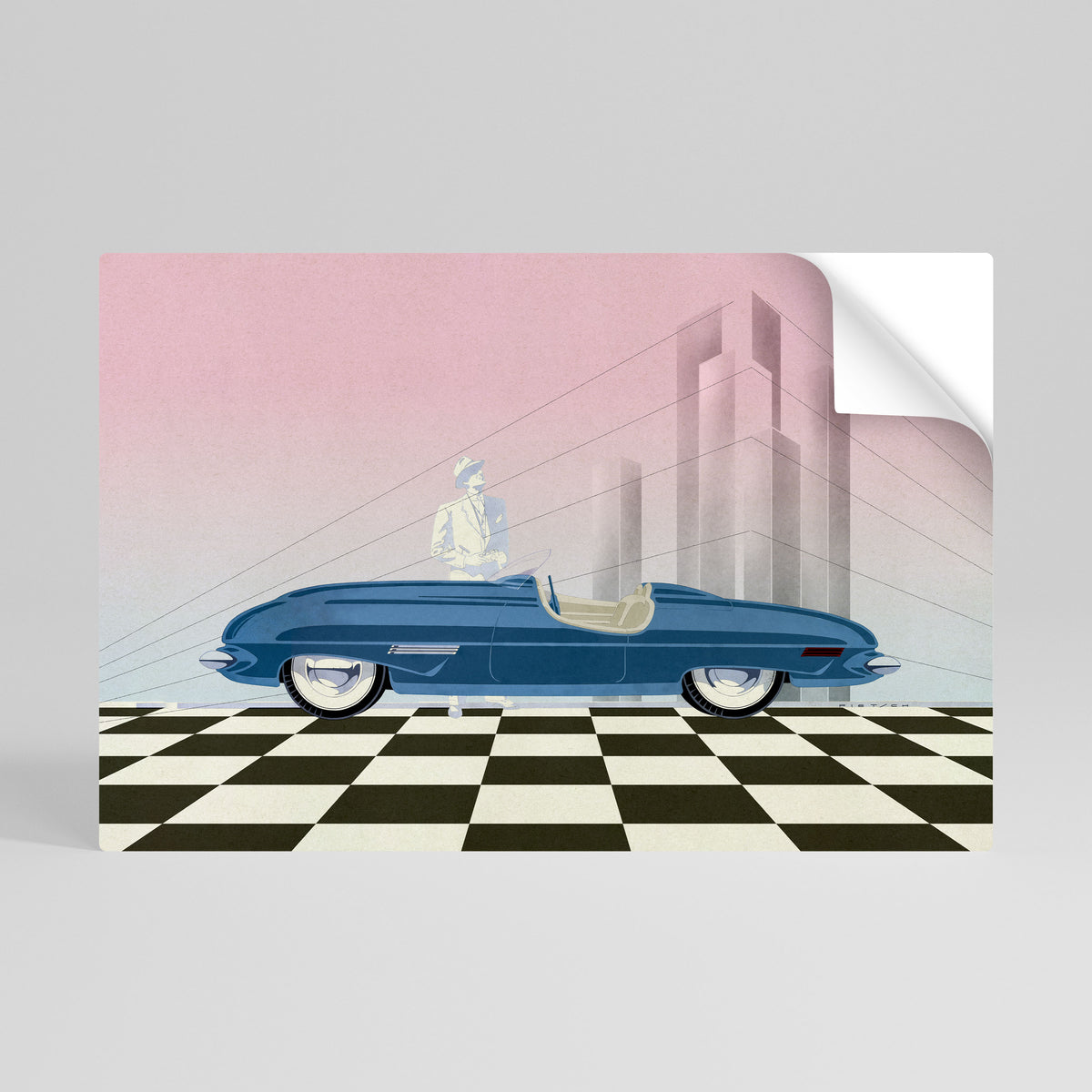 BLUE ROADSTER Αυτοκόλλητη Αφίσα οριζόντια