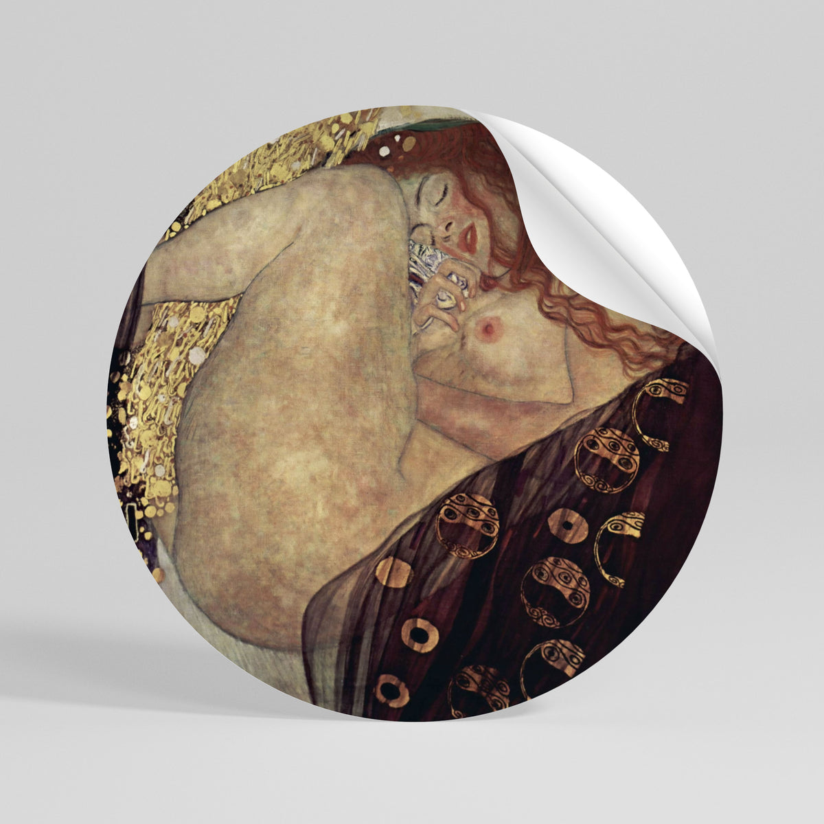 DANAE BY KLIMT Αυτοκόλλητη Αφίσα στρογγυλή