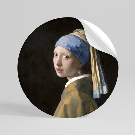 GIRL WITH A PEARL EARING Αυτοκόλλητη Αφίσα στρογγυλή