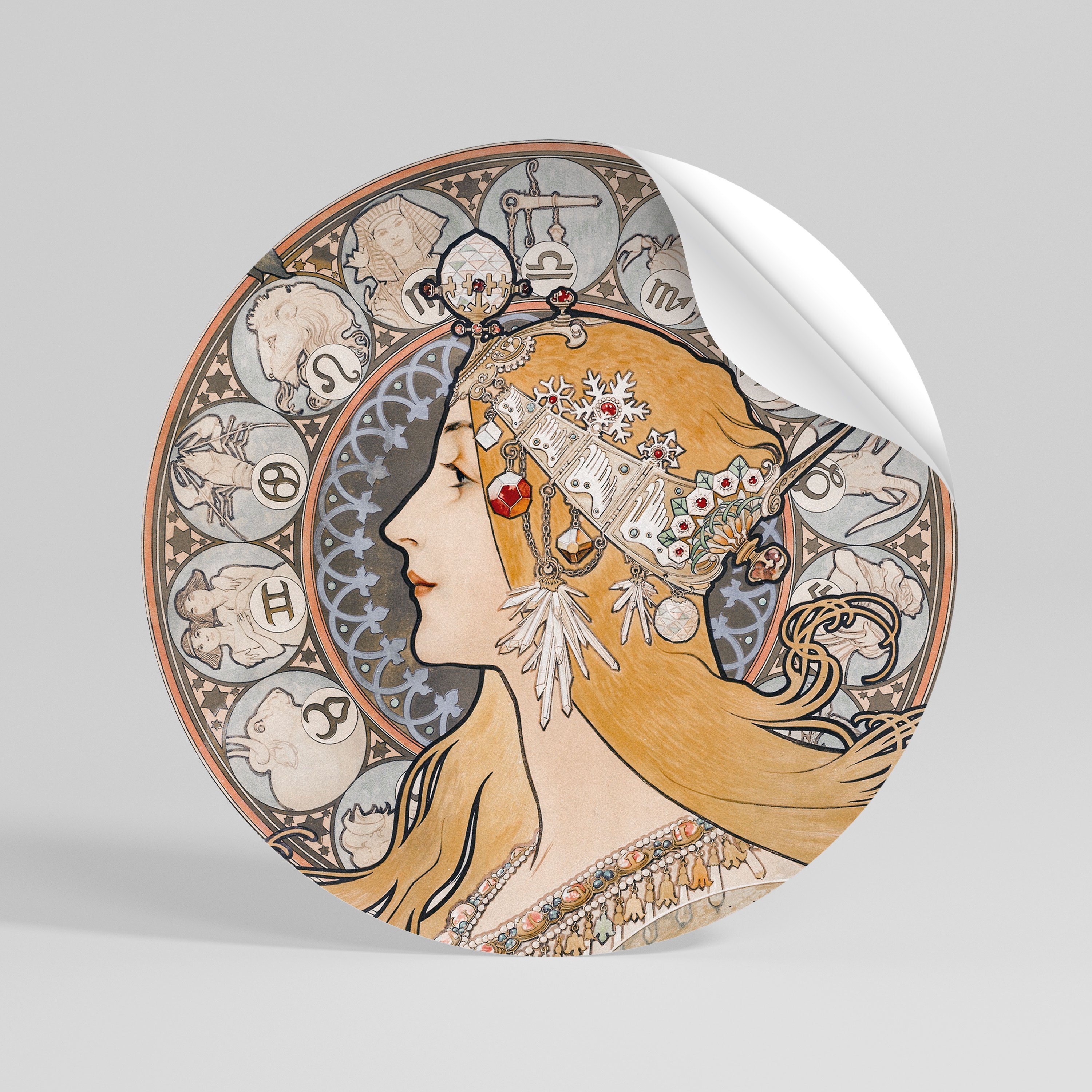 ZODIAQUE OR LA PLUME Αυτοκόλλητη "Peel and Stick" Αφίσα στρογγυλή