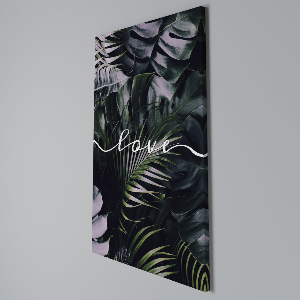 LOVE IN LEAVES Κατακόρυφος Πίνακας σε Καμβά