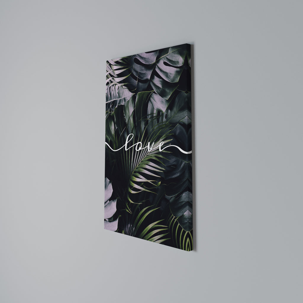 LOVE IN LEAVES Κατακόρυφος Πίνακας σε Καμβά