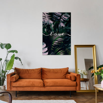 LOVE IN LEAVES Κατακόρυφος Πίνακας σε Καμβά
