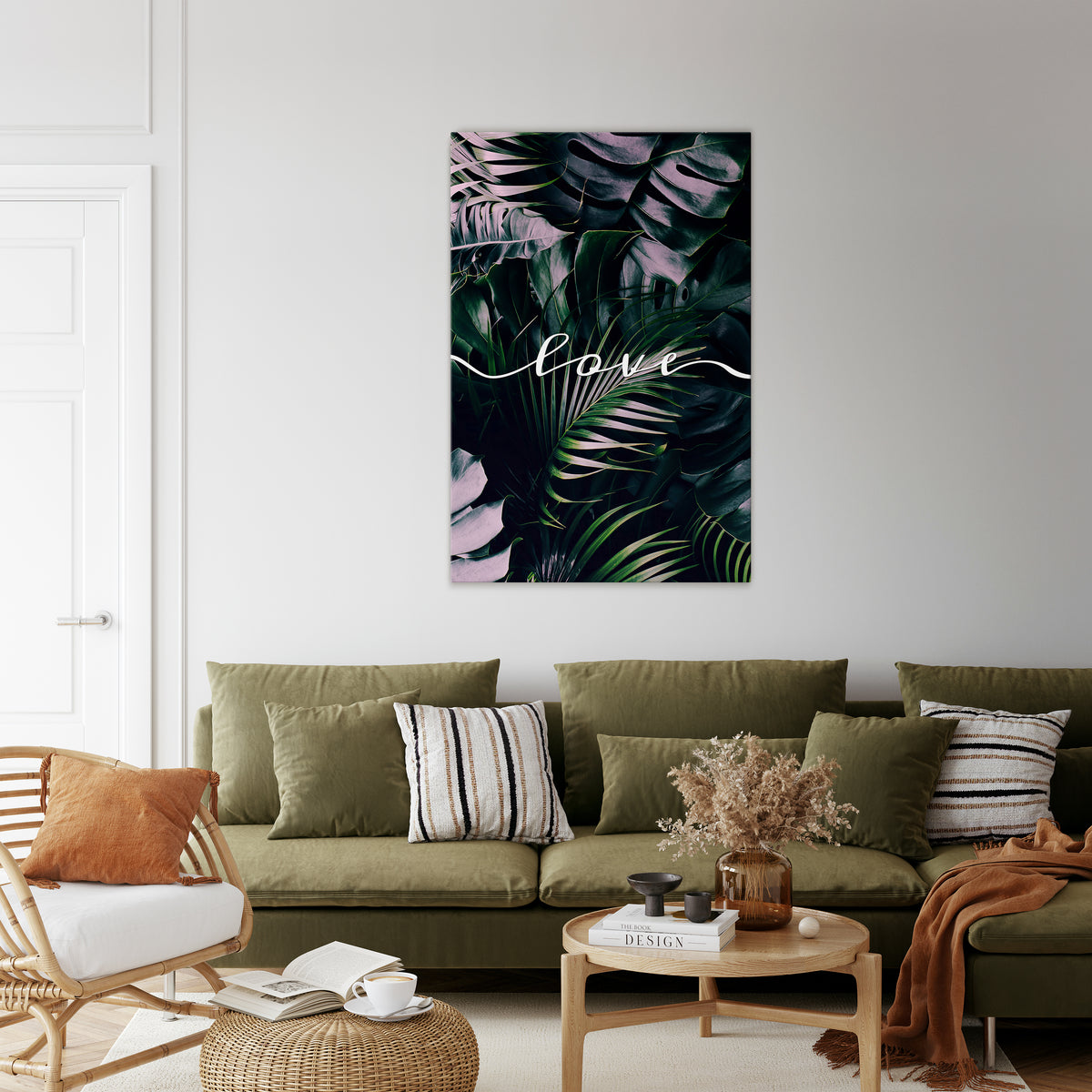 LOVE IN LEAVES Κατακόρυφος Πίνακας σε Καμβά