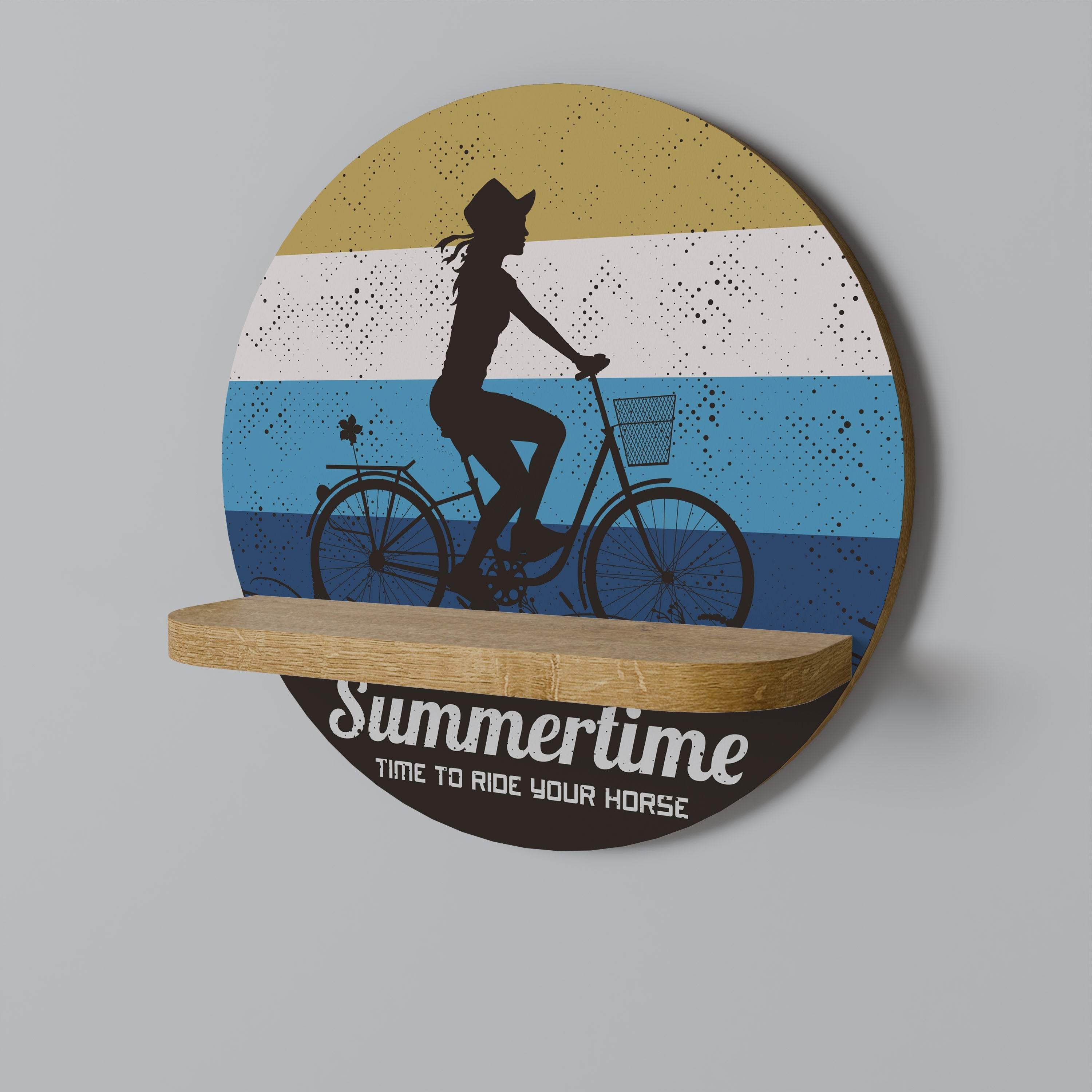 SUMMERTIME Round Art Shelf In Oak Effect