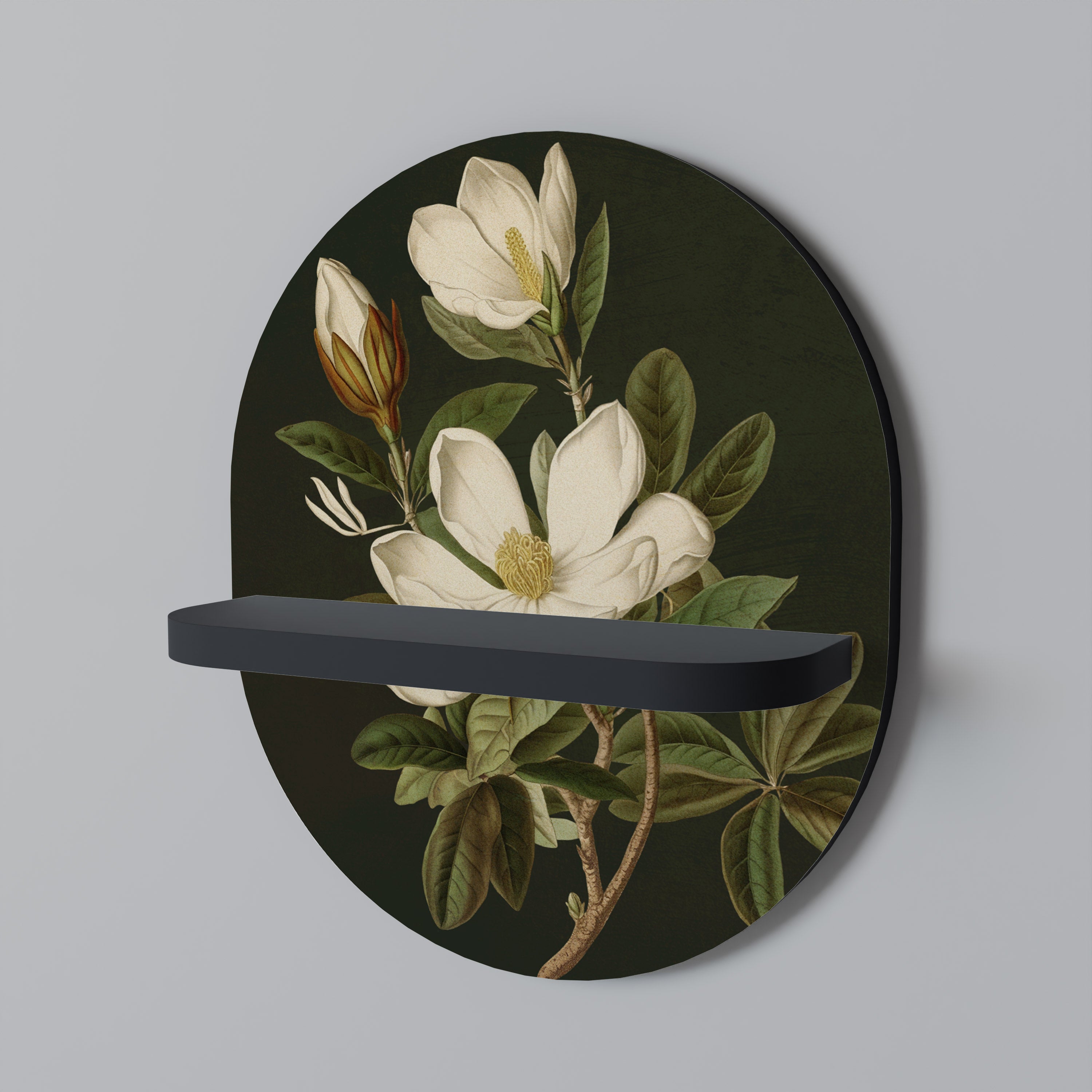 Οβάλ Ράφι Τέχνης FLORAL NOIR σε Μαύρο Φινίρισμα