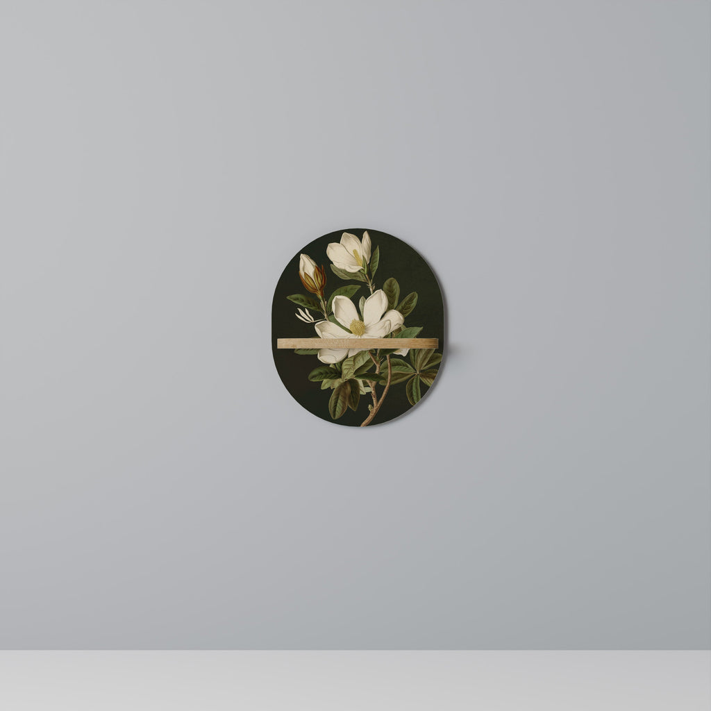 FLORAL NOIR Oval Art Shelf In Oak Effect