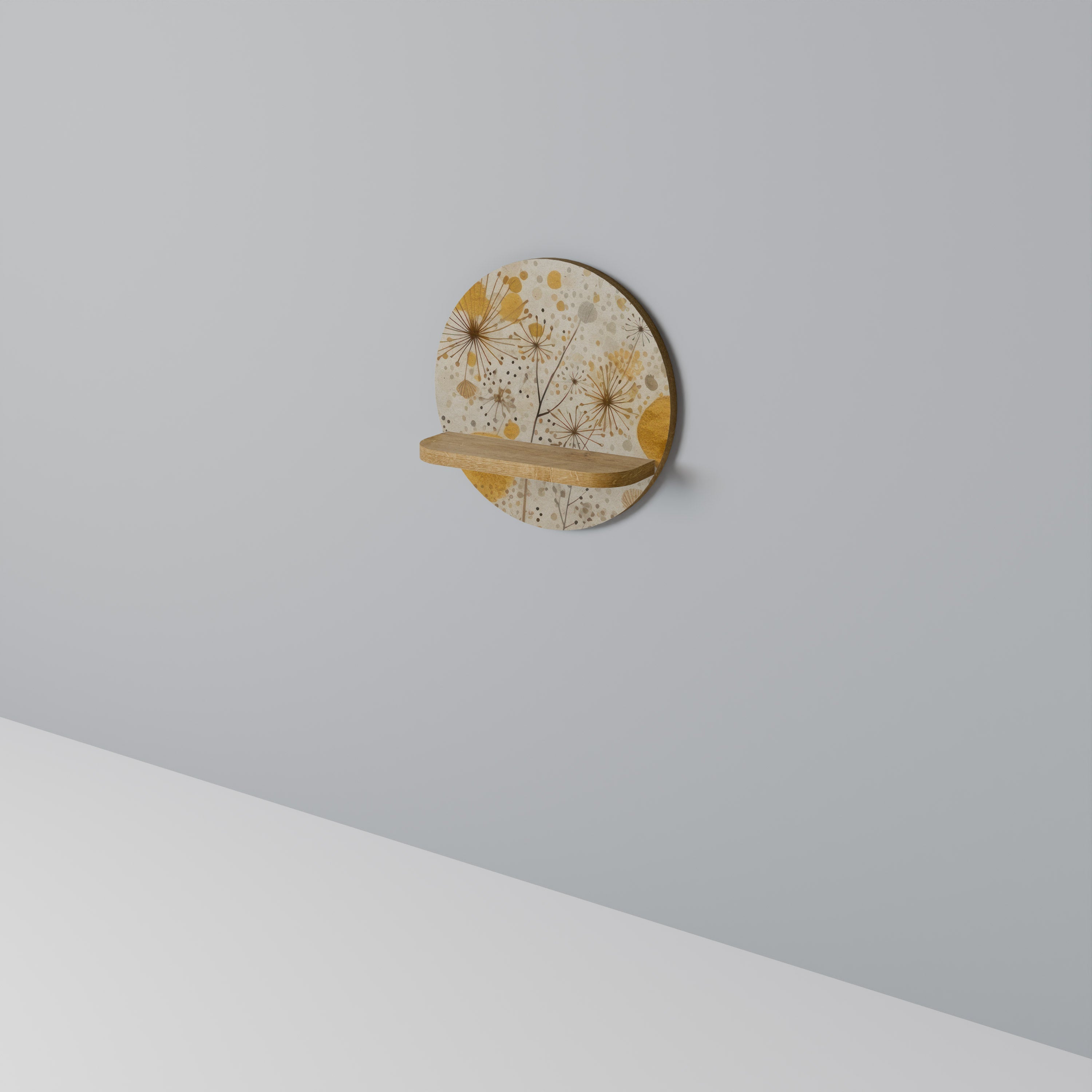 MORNING GLADE Round Art Shelf In Oak Effect