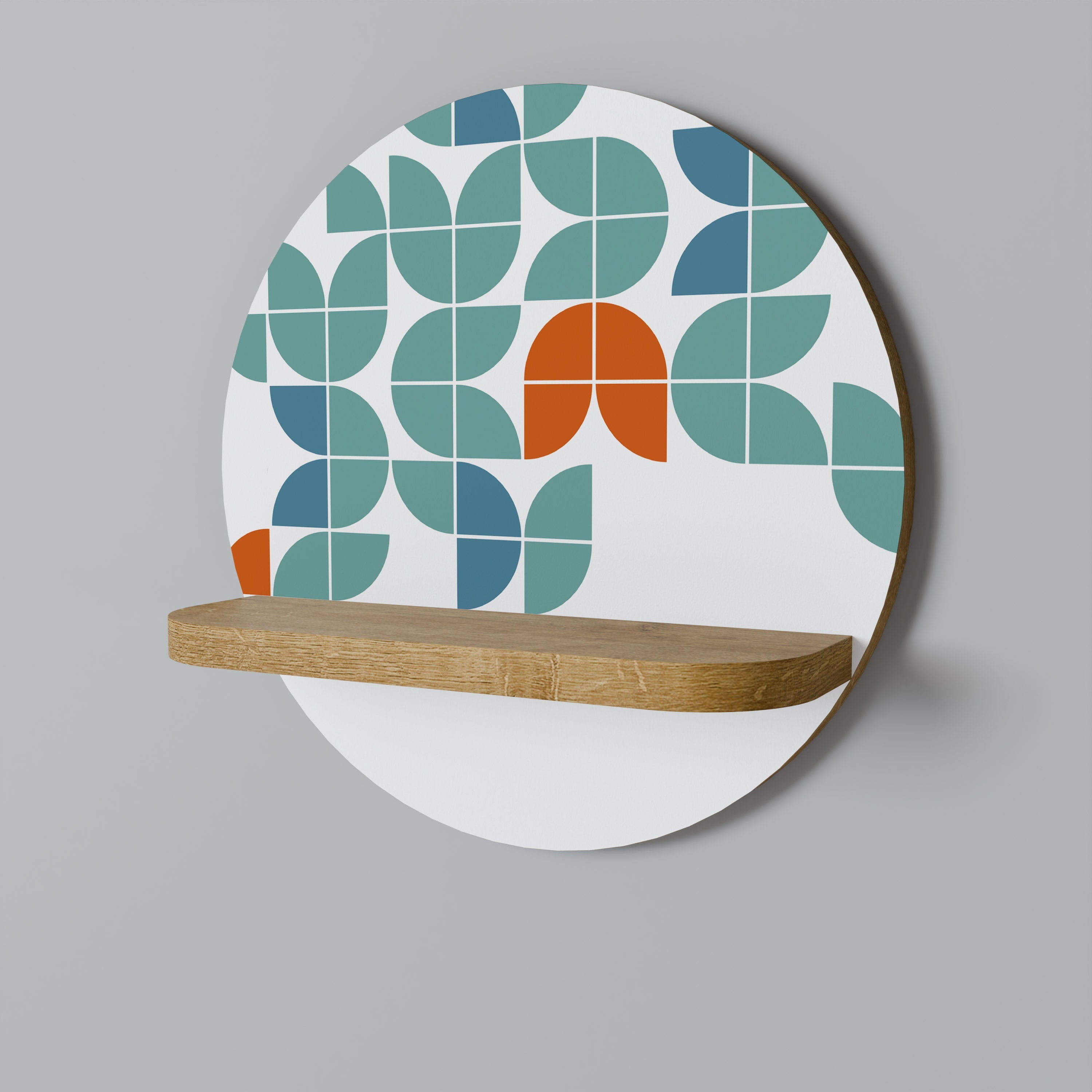 BE THE CHANGE Round Art Shelf In Oak Effect