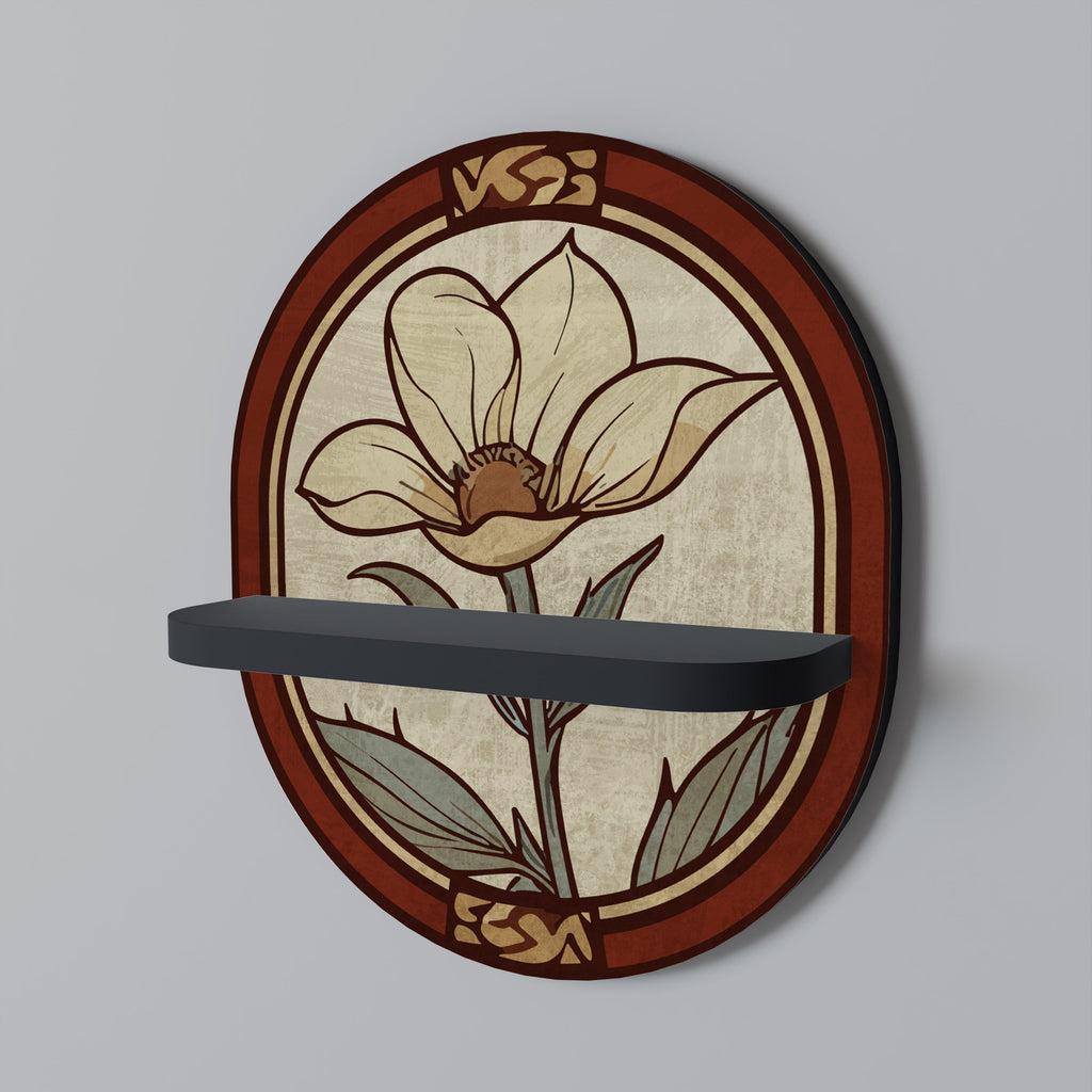 Οβάλ Ράφι Τέχνης TIMELESS FLORA σε Μαύρο Φινίρισμα