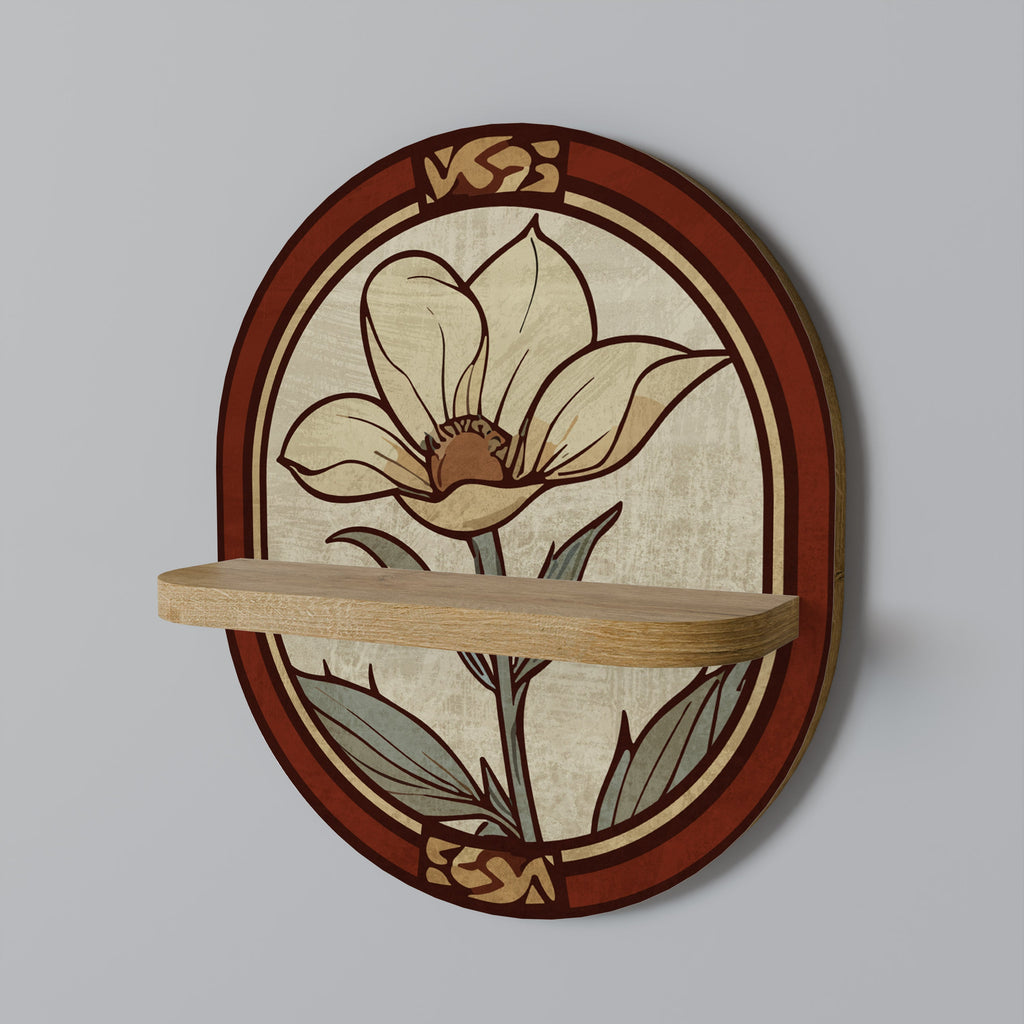 TIMELESS FLORA Oval Art Shelf In Oak Effect