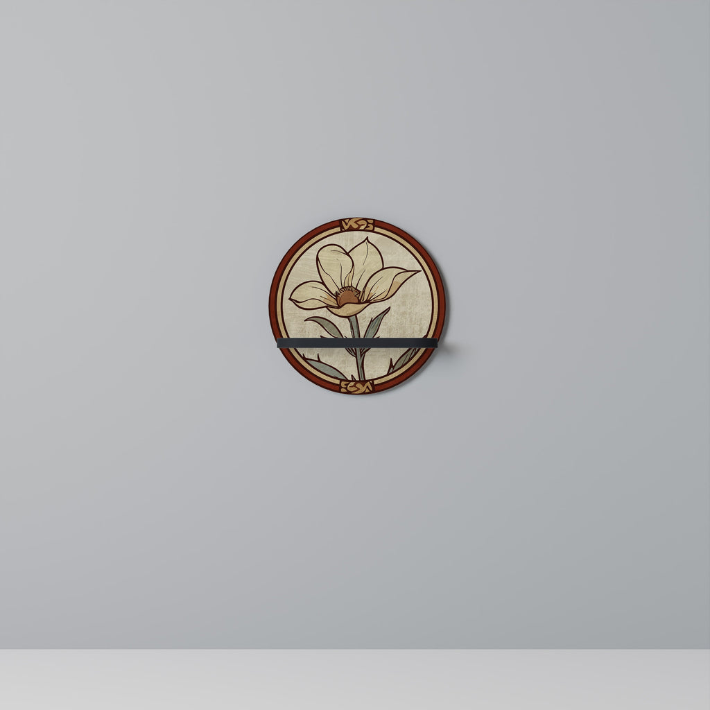 Στρογγυλό ράφι τέχνης TIMELESS FLORA σε μαύρο φινίρισμα