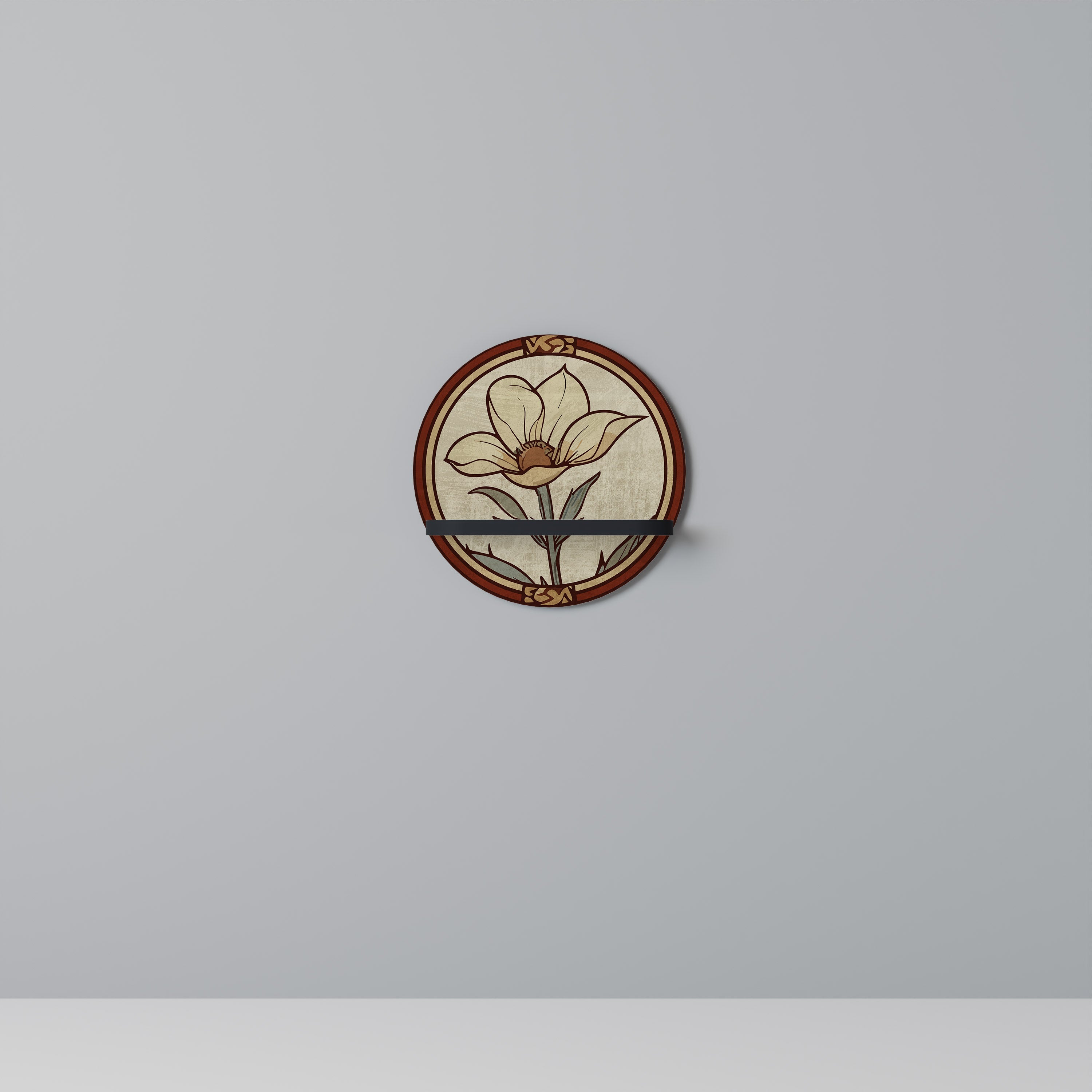 Στρογγυλό ράφι τέχνης TIMELESS FLORA σε μαύρο φινίρισμα
